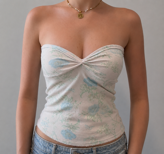 Floral Tube Top with Ruching