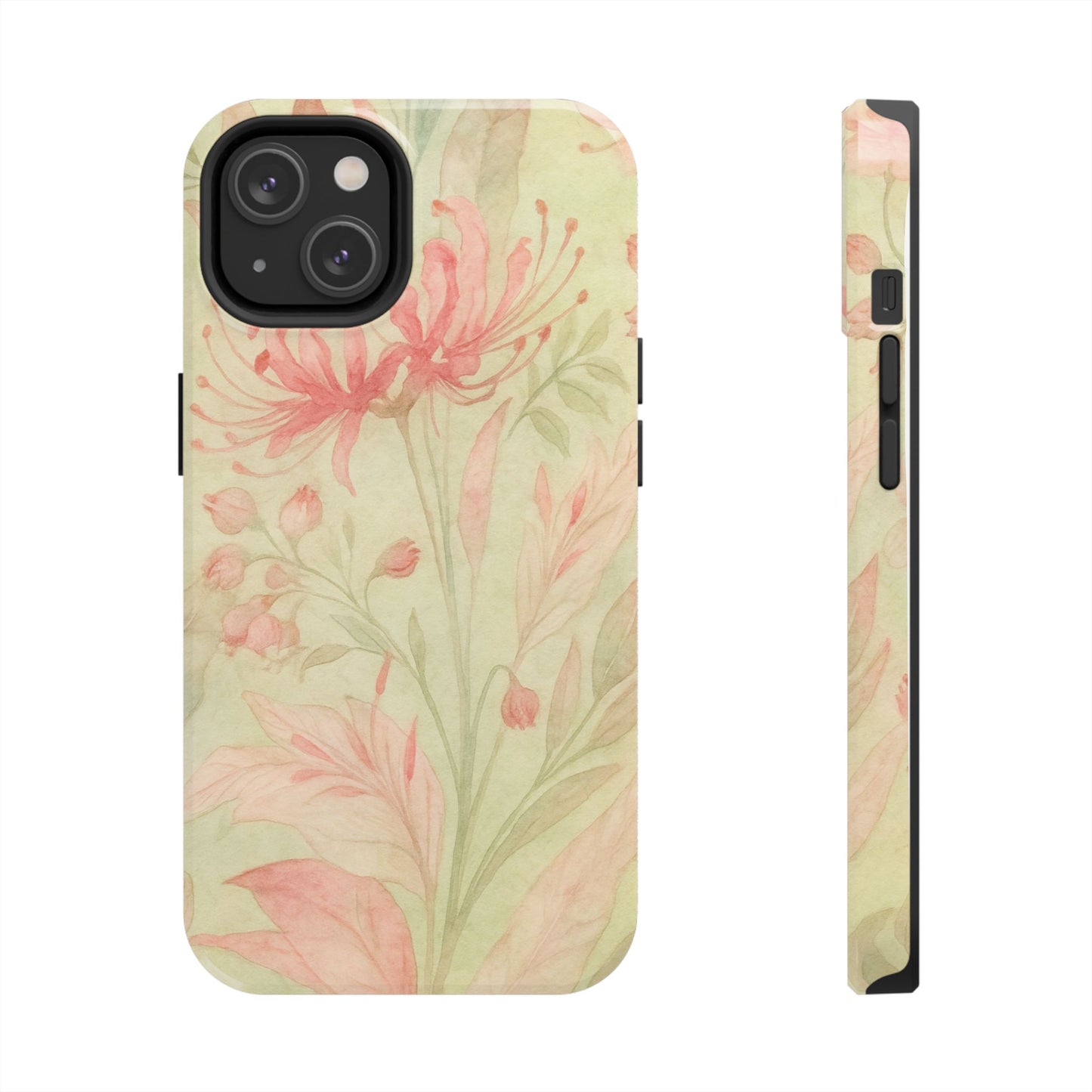 Pink Mint Floral - Protective Phone Case