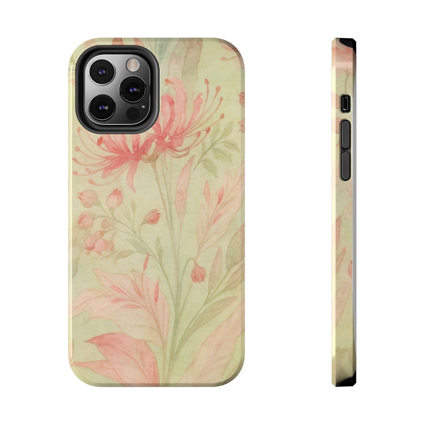 Pink Mint Floral - Protective Phone Case