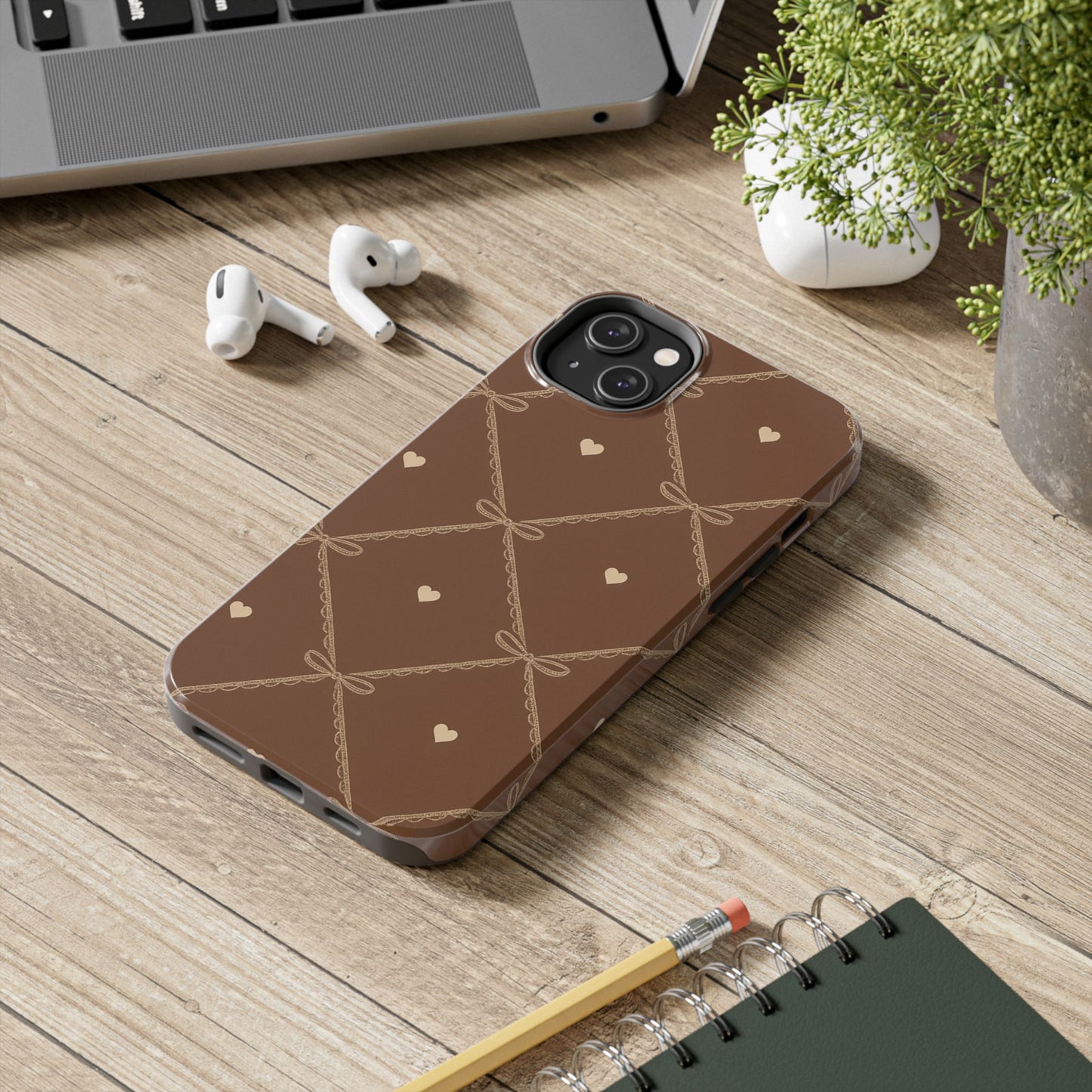 Chocolate Heart Ribbon - Protective Phone Case