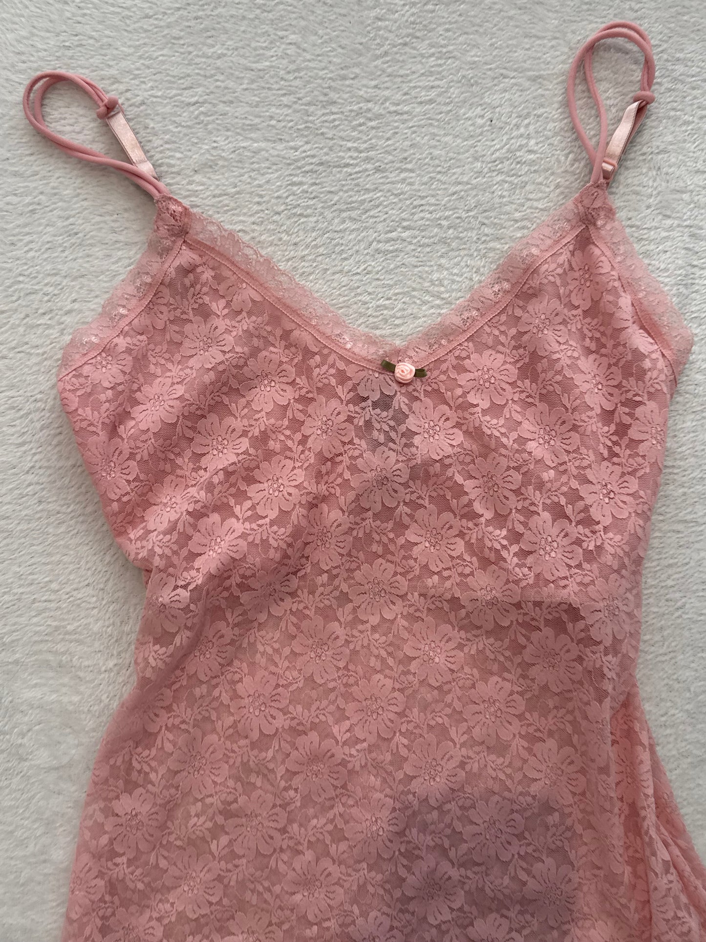 Pink Lace Cami with Flower