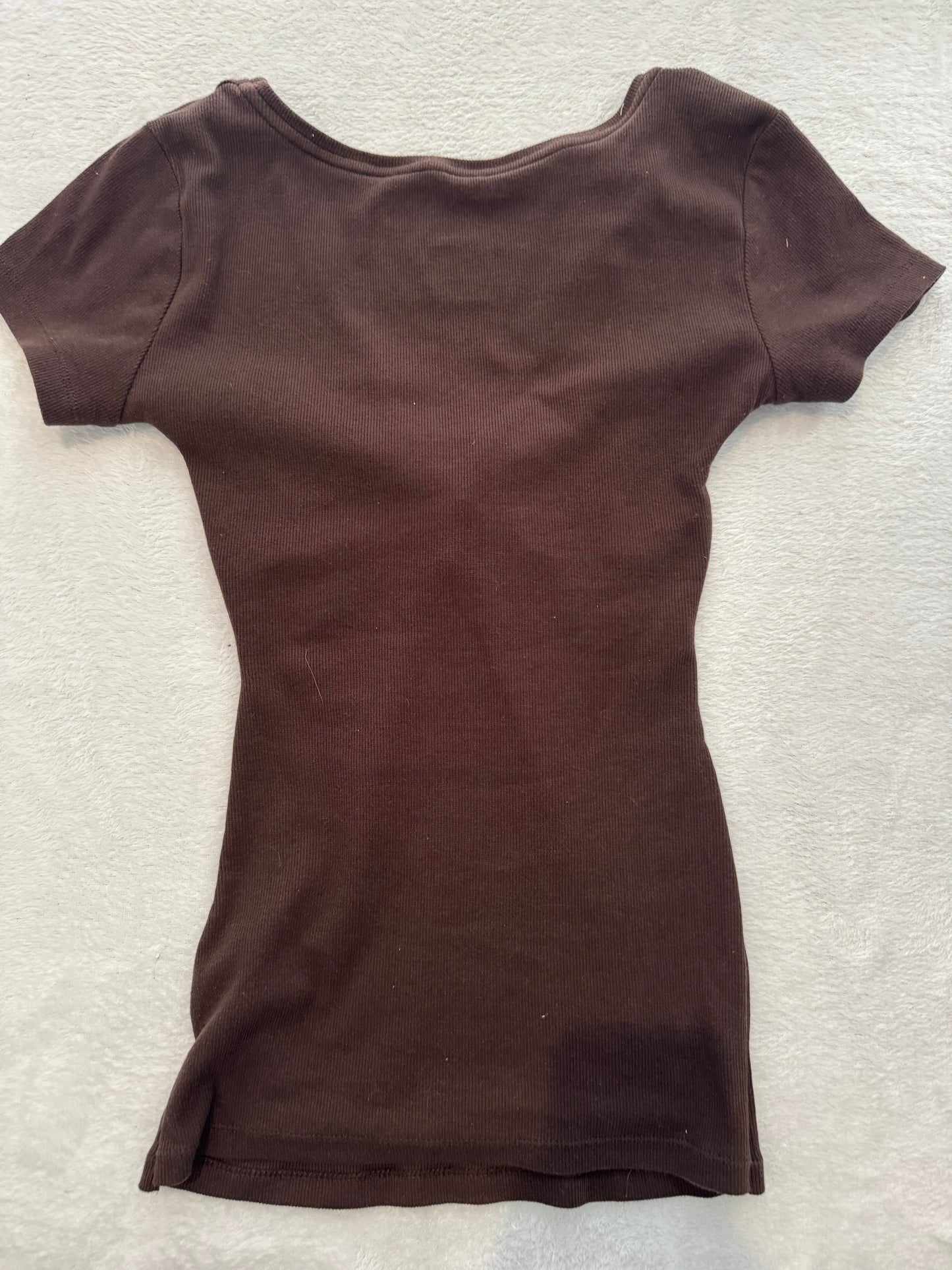 Brown Baby Tee with Tie in the Front