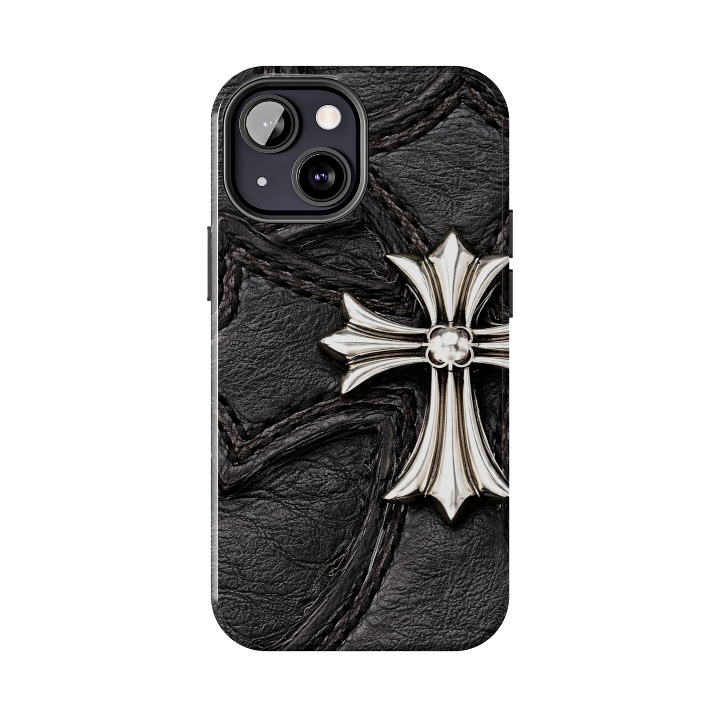 Black Leather Cross - Protective Phone Case