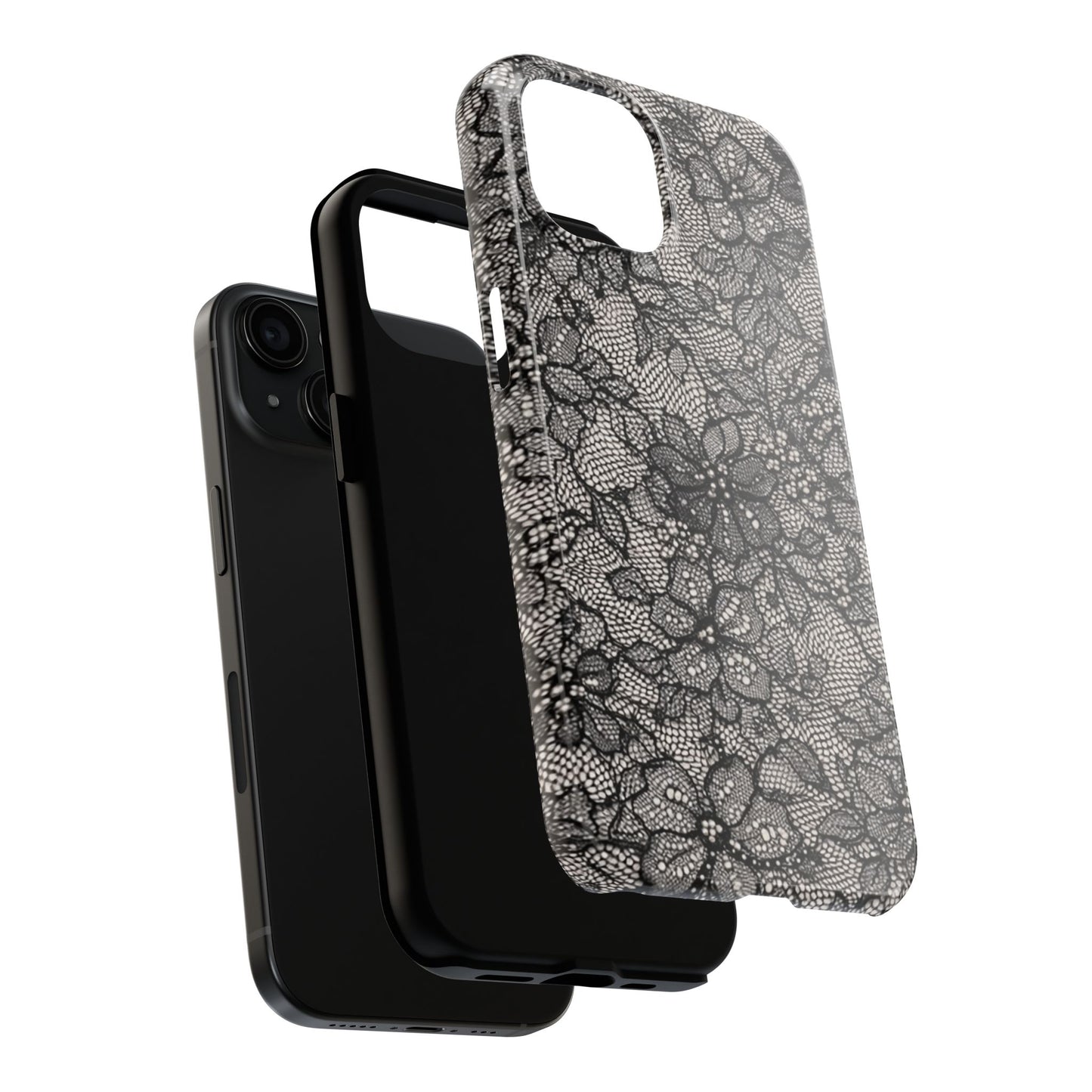 Black Floral Lace - Protective Phone Case