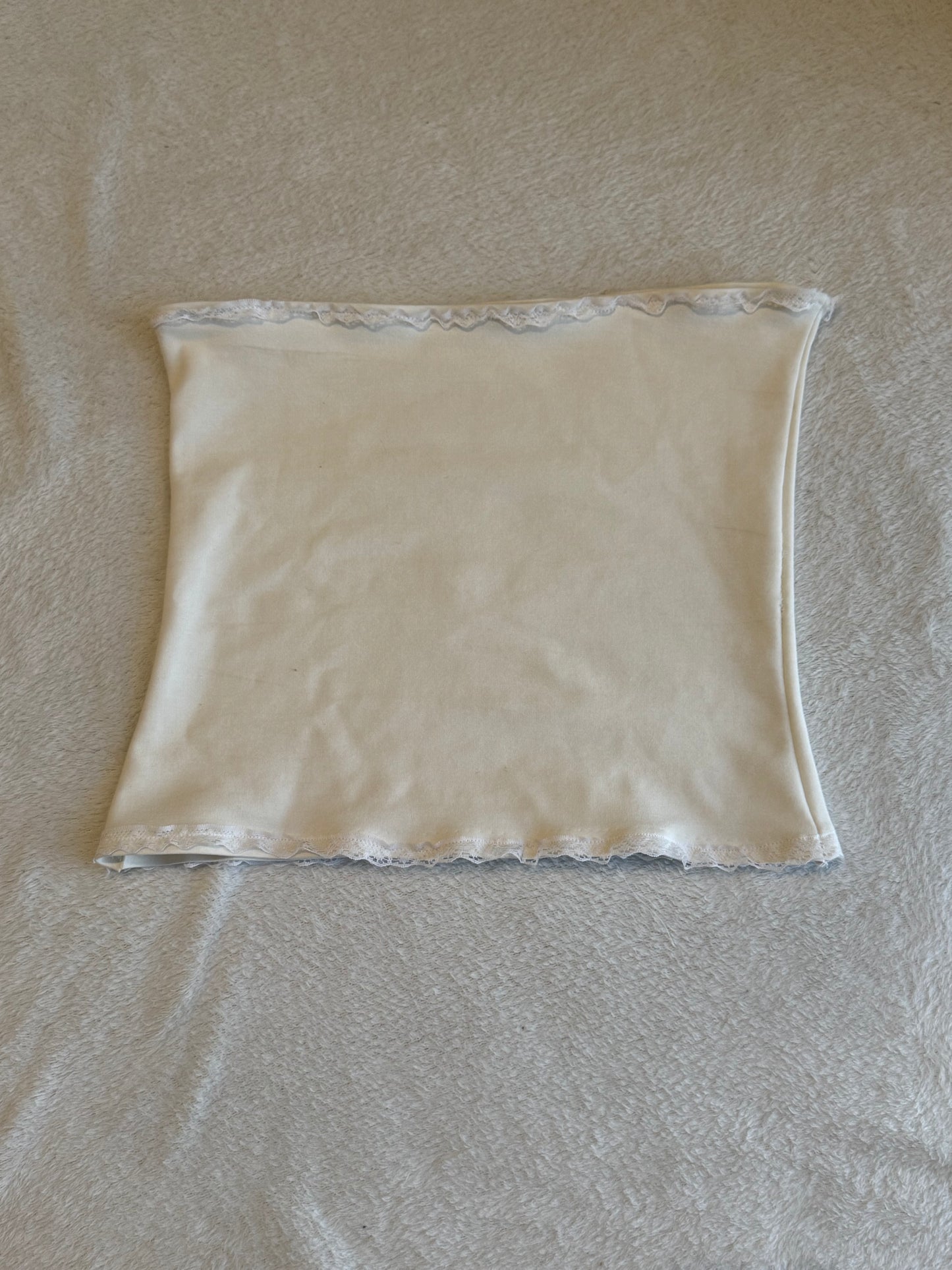 White Tube Top with White Lace