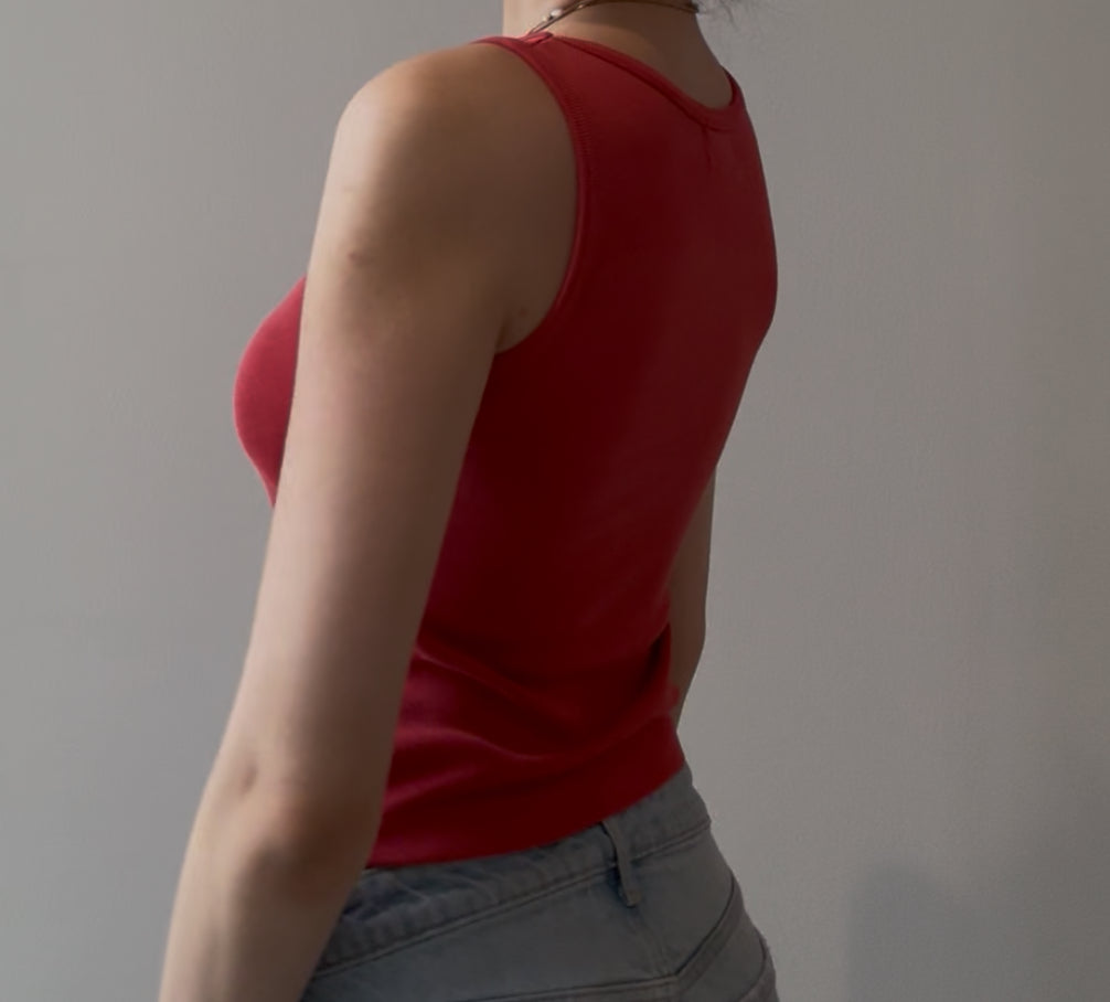 Red Top with Beads and Embroidery