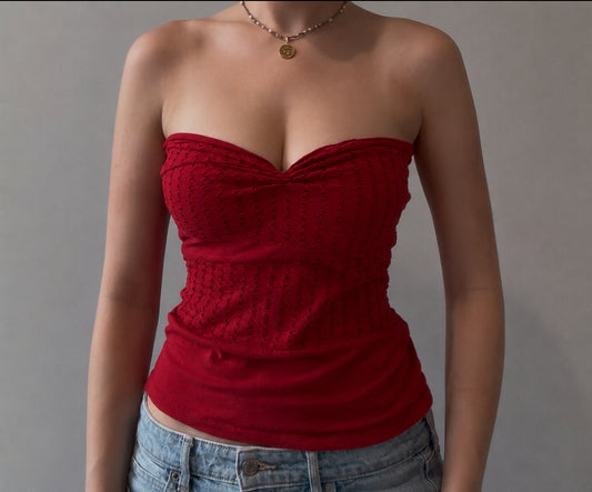Red Tube Top with Ruching