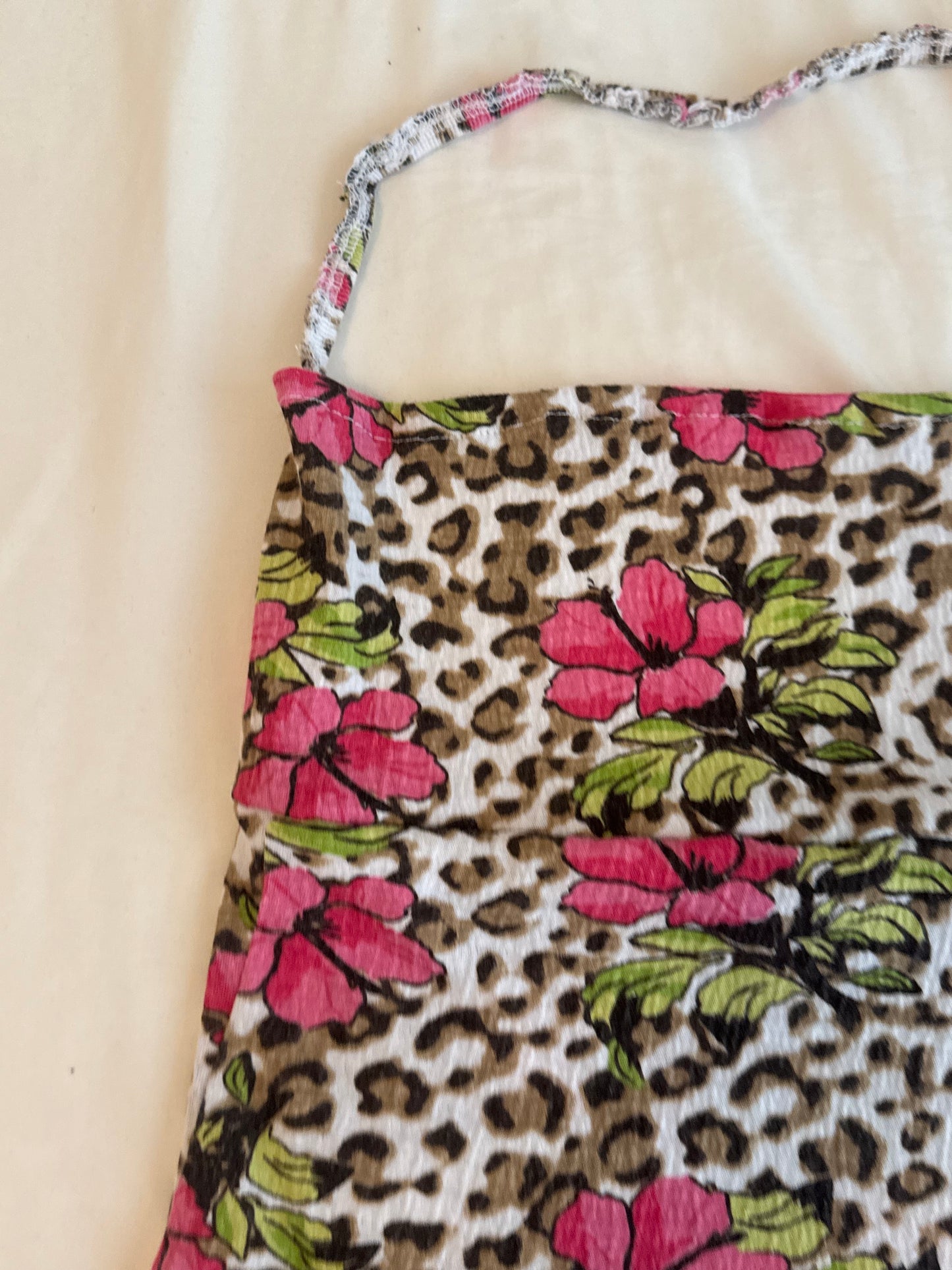Animal Print Floral Halter Top