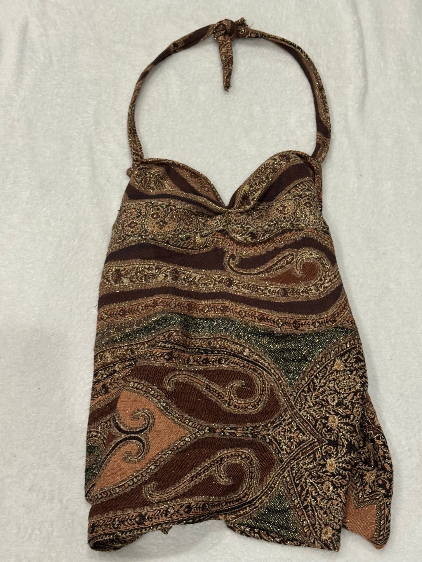 Brown Halter Top with Tie Back