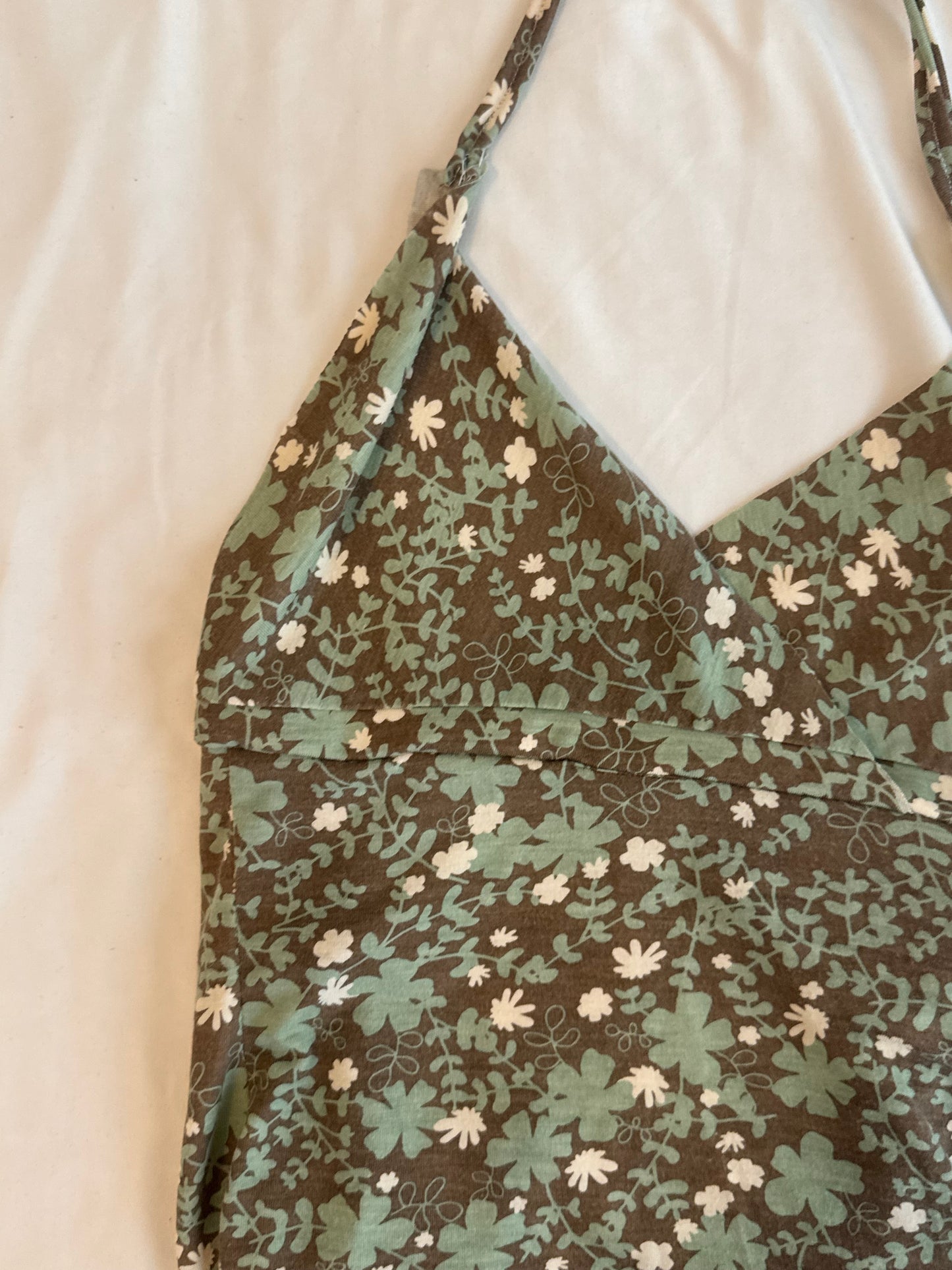 Brown and Green Floral Halter