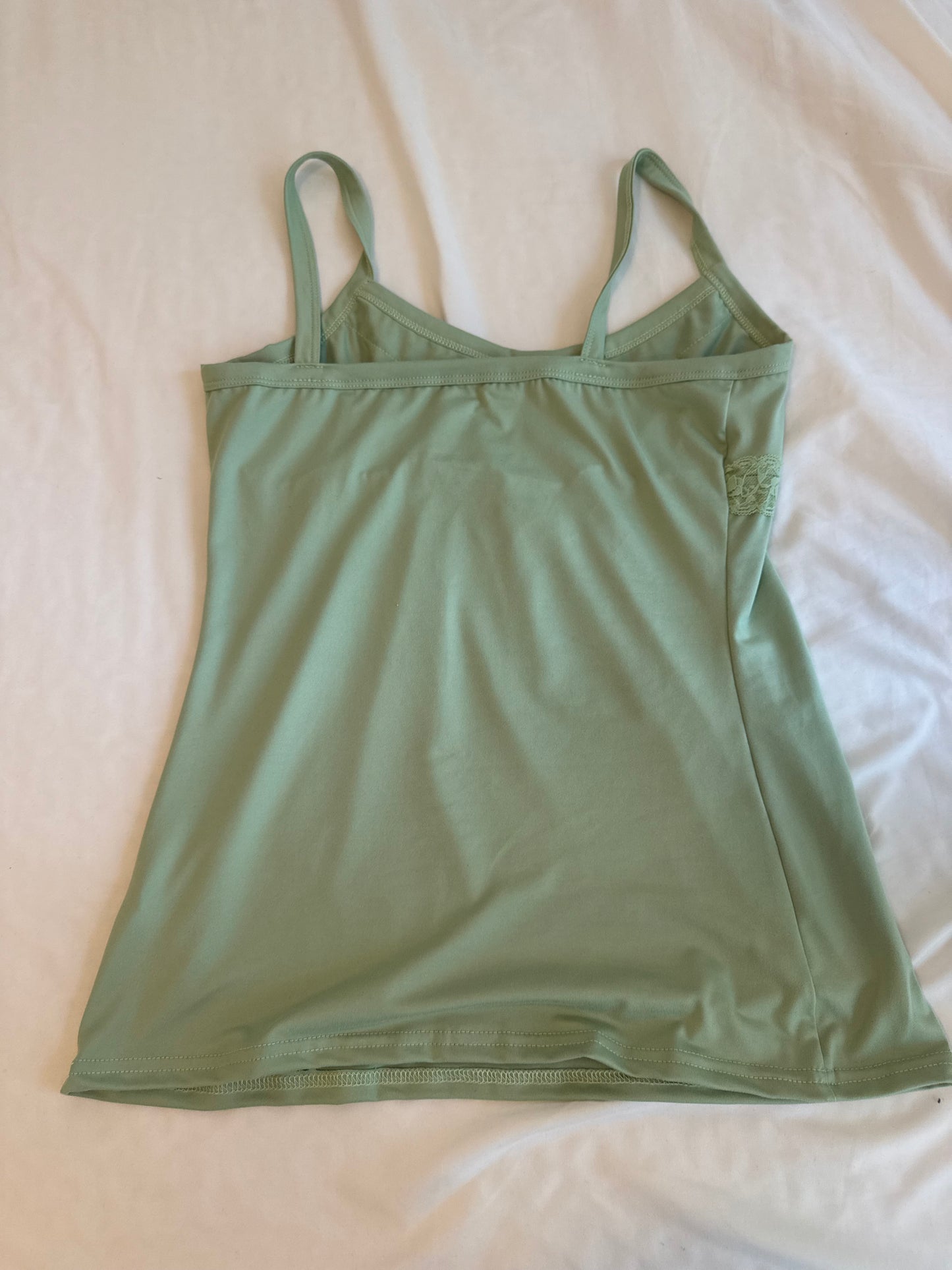 Green Cami with Buttons and Lace
