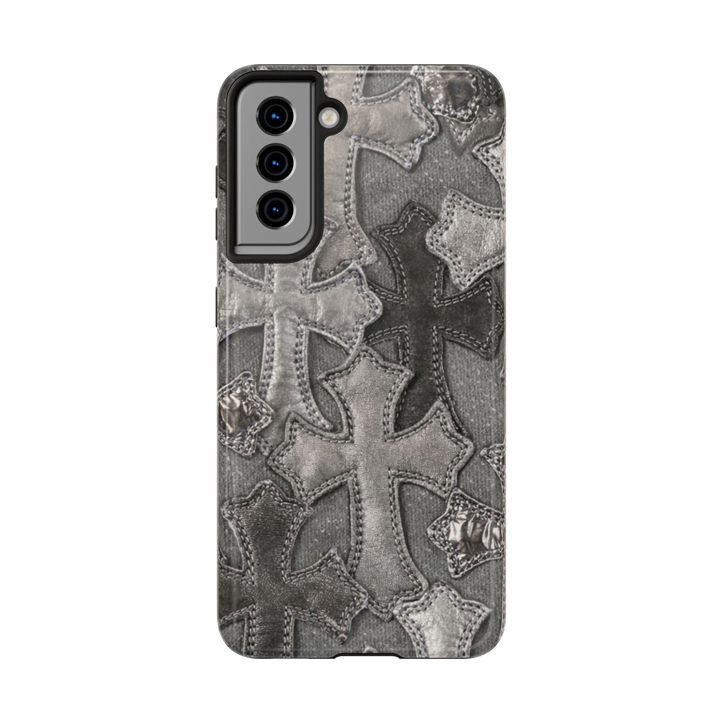 Grey Patchwork Crosses - Protective Phone Case