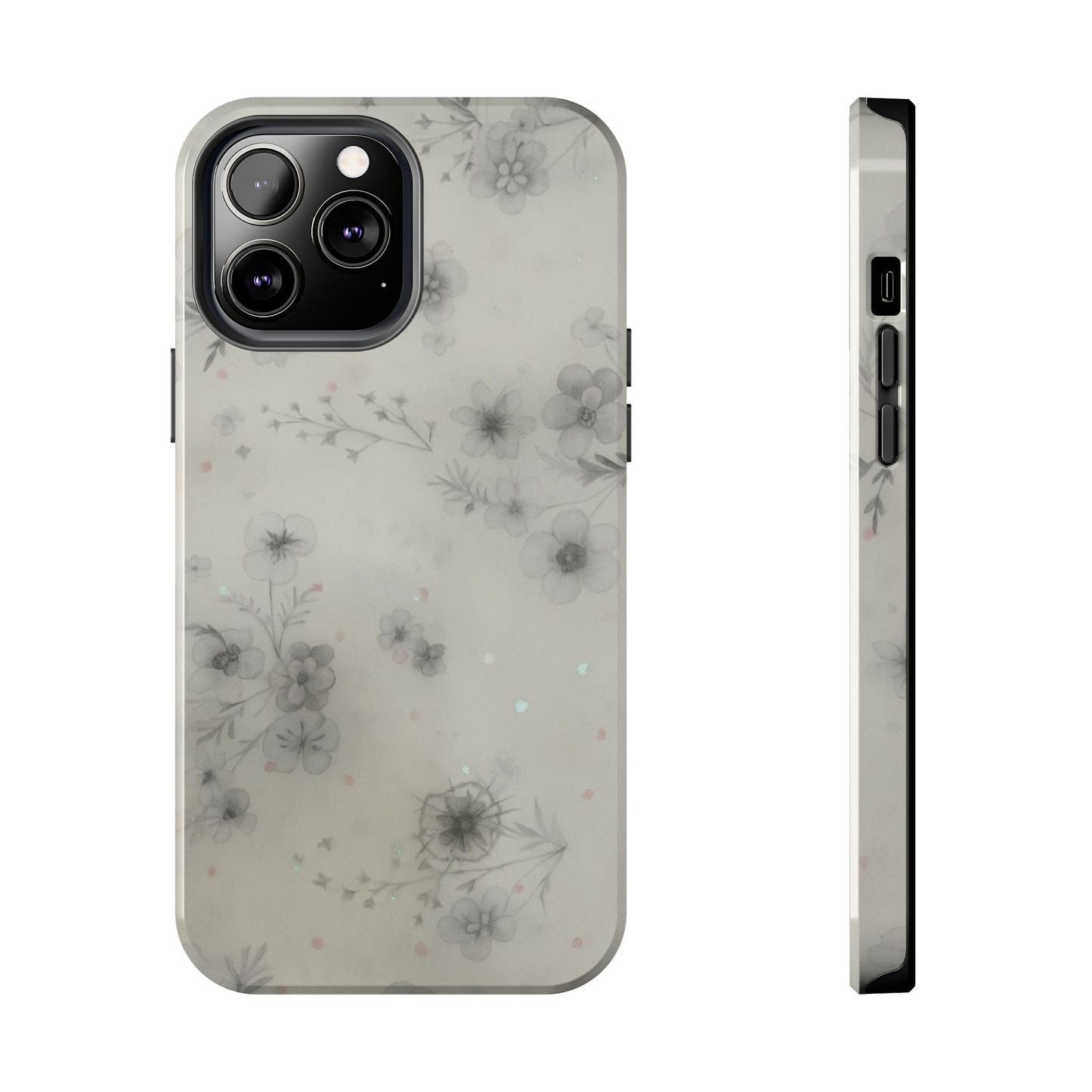 Misty Gray Floral - Protective Phone Case