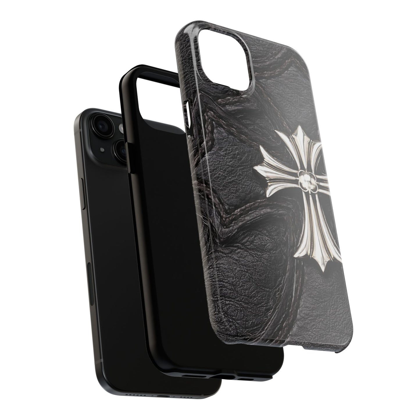 Black Leather Cross - Protective Phone Case