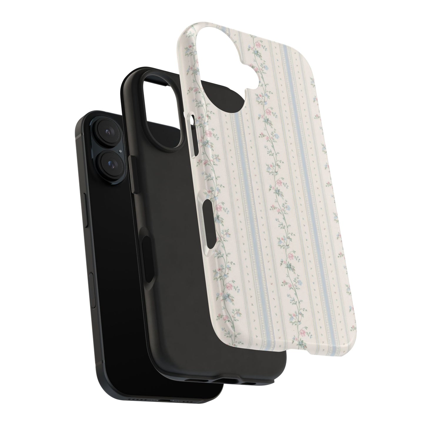 Vintage Floral Stripes - Protective Phone Case