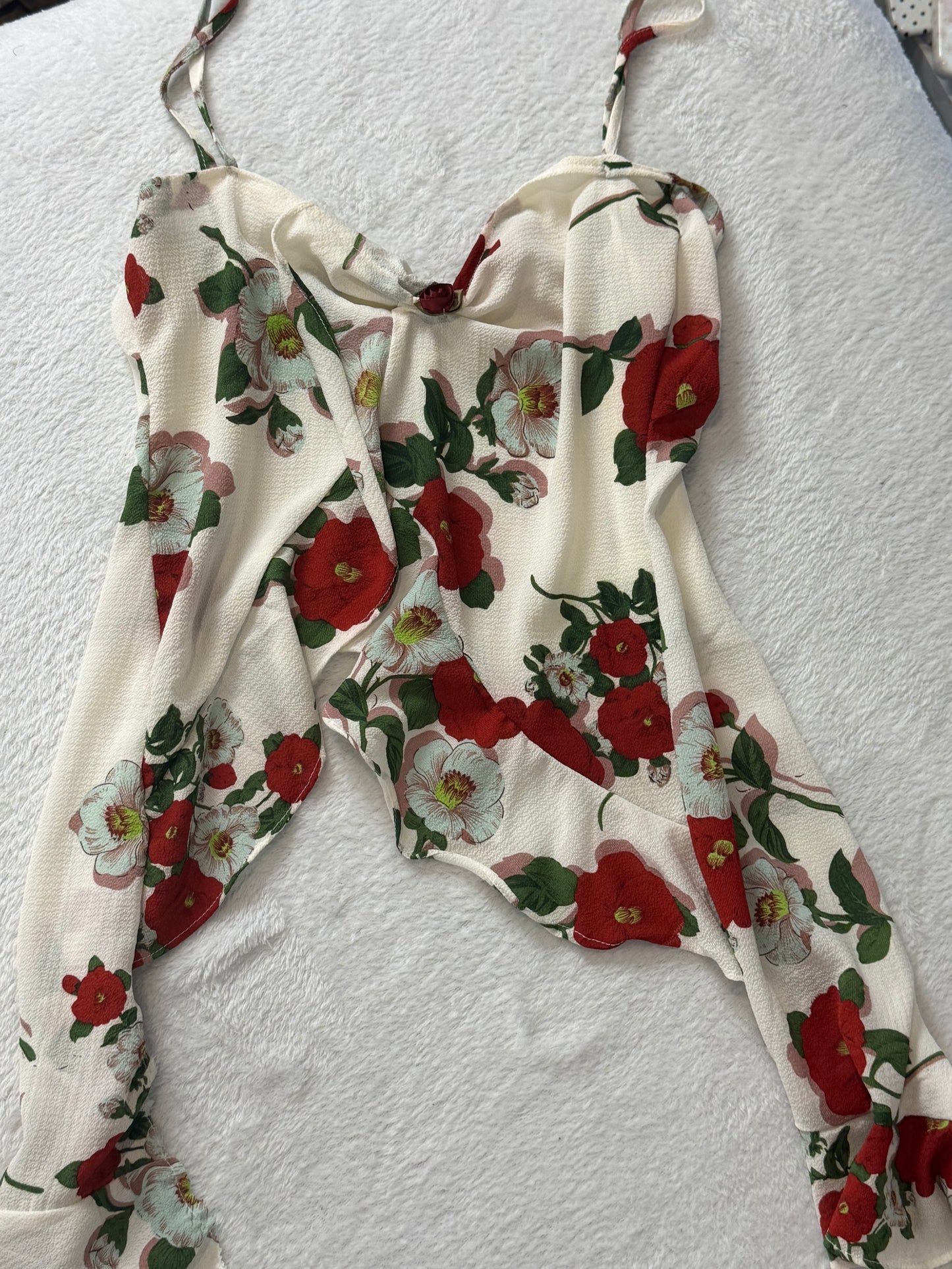 Flowy Floral Top with Adjustable Tie Back