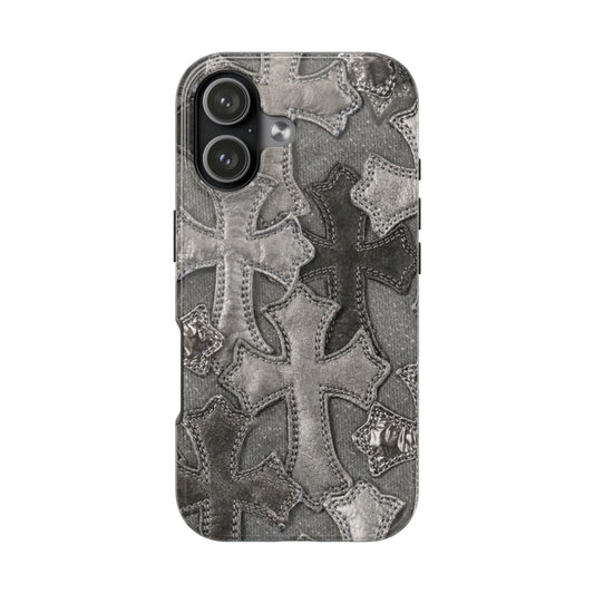 Grey Patchwork Crosses - Protective Phone Case