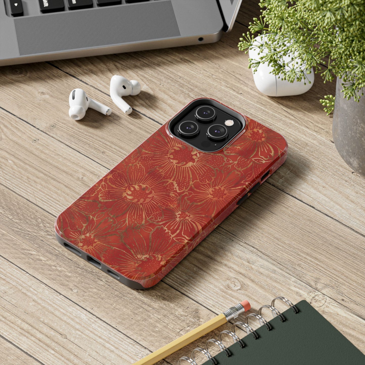 Radiant Red Florals - Protective Phone Case