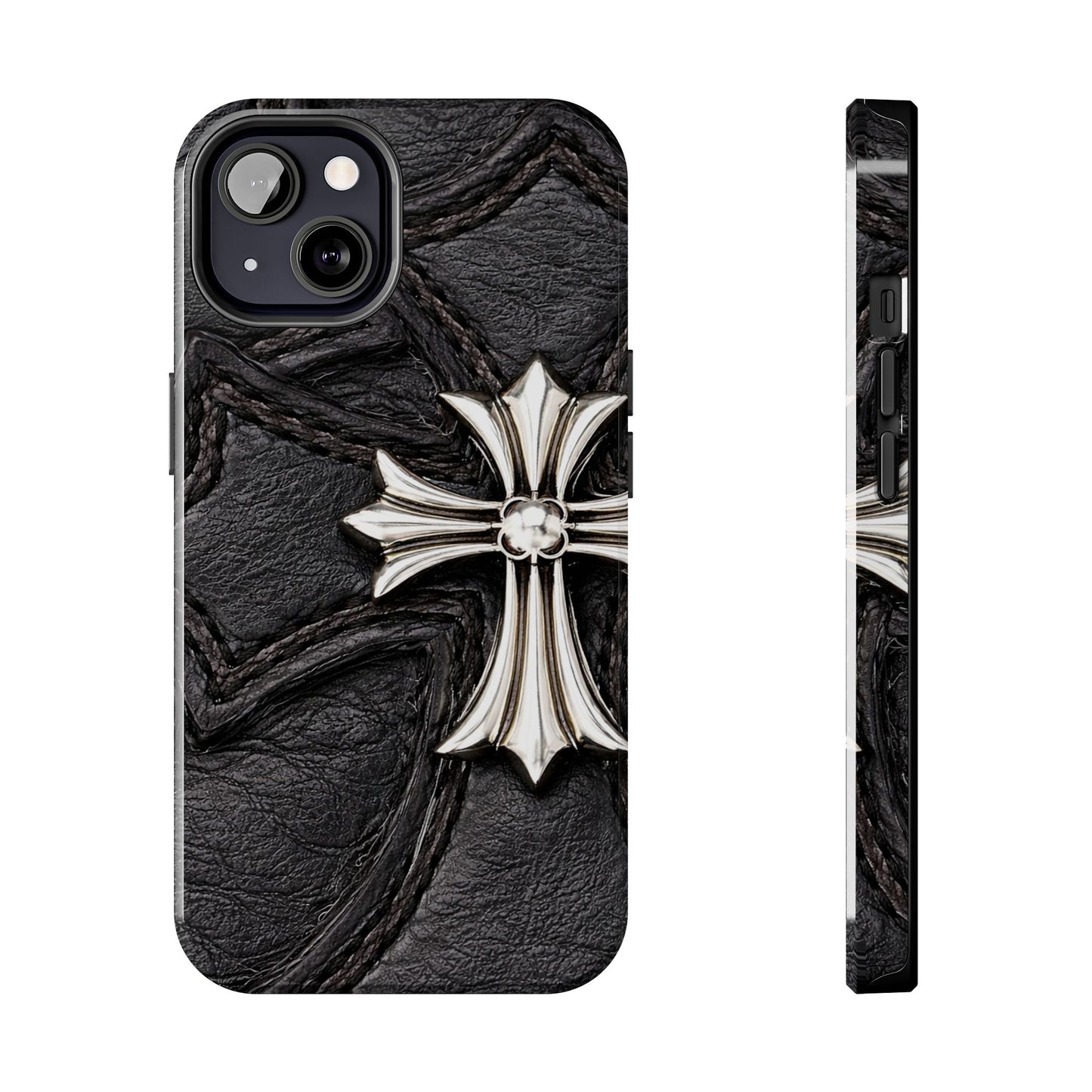 Black Leather Cross - Protective Phone Case