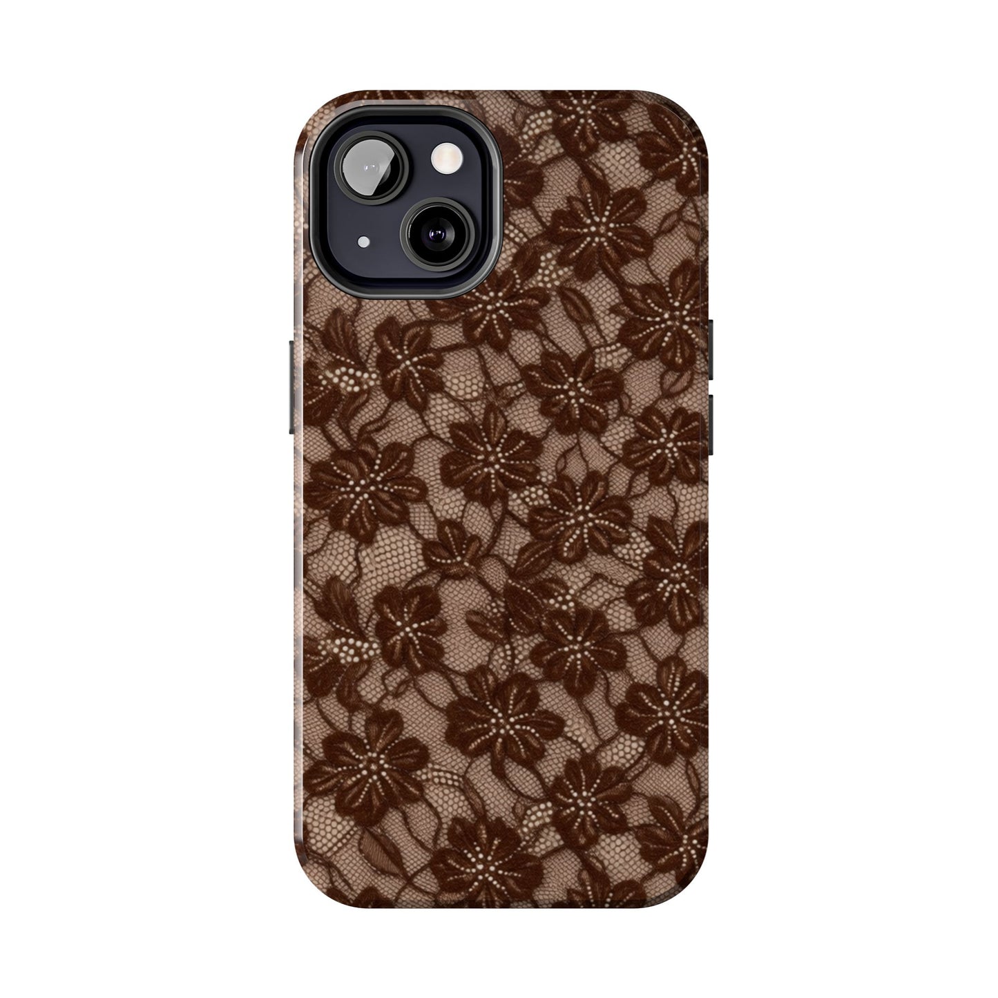 Brown Floral Lace - Protective Phone Case