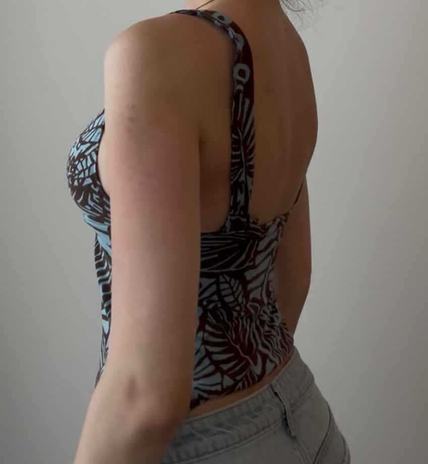 Dark Blue Floral Top
