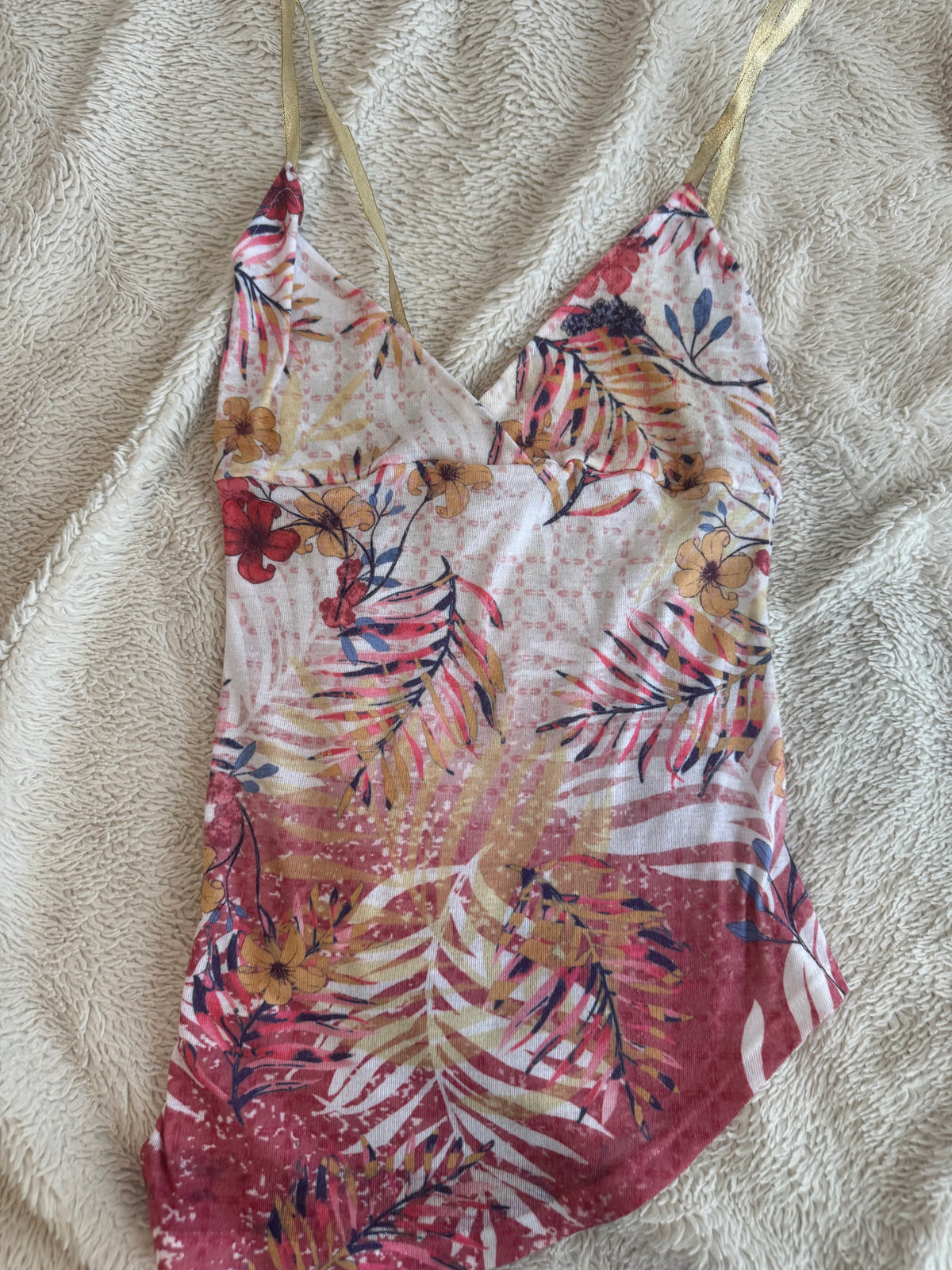 Multicolor Top with Gold Ribbon Straps