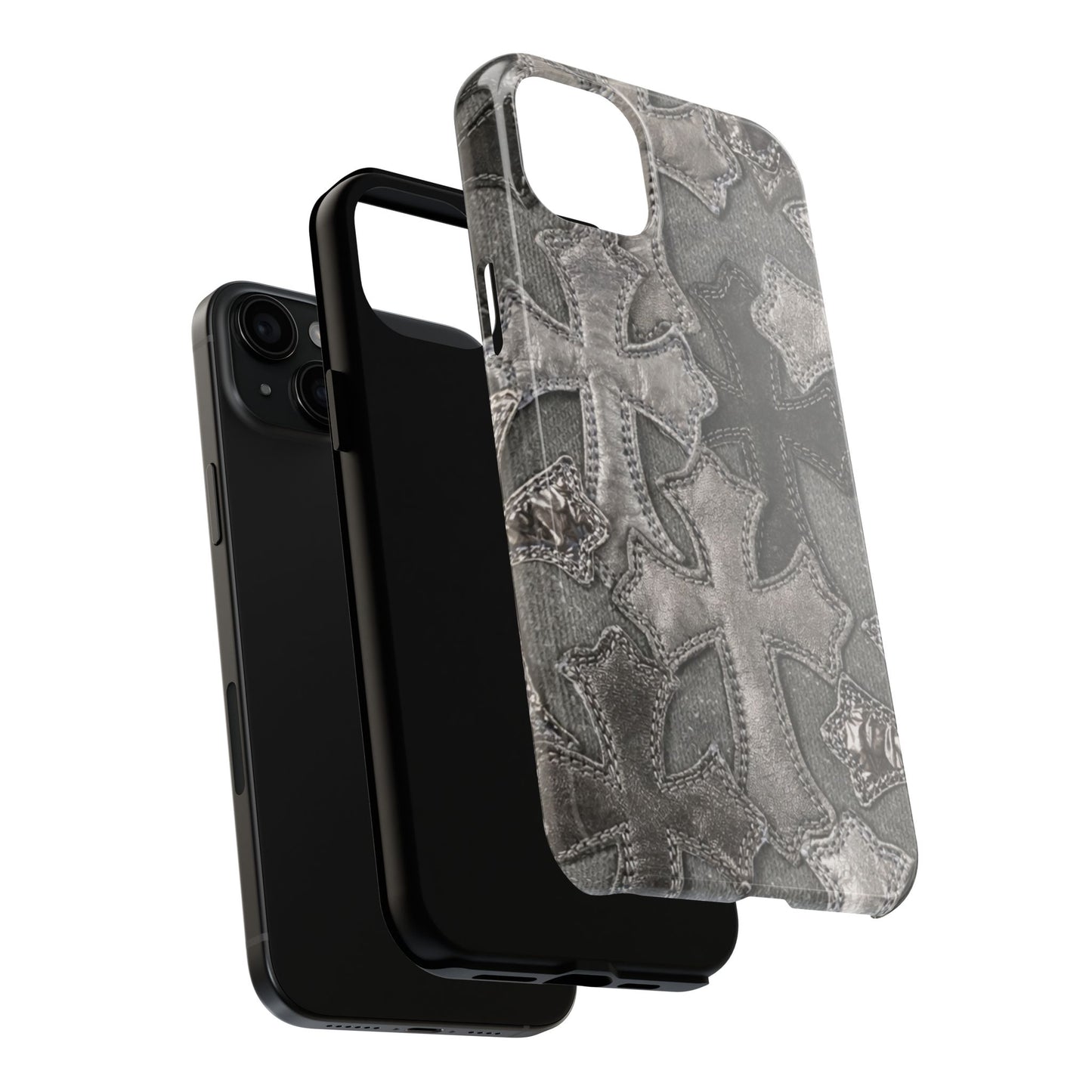 Grey Patchwork Crosses - Protective Phone Case