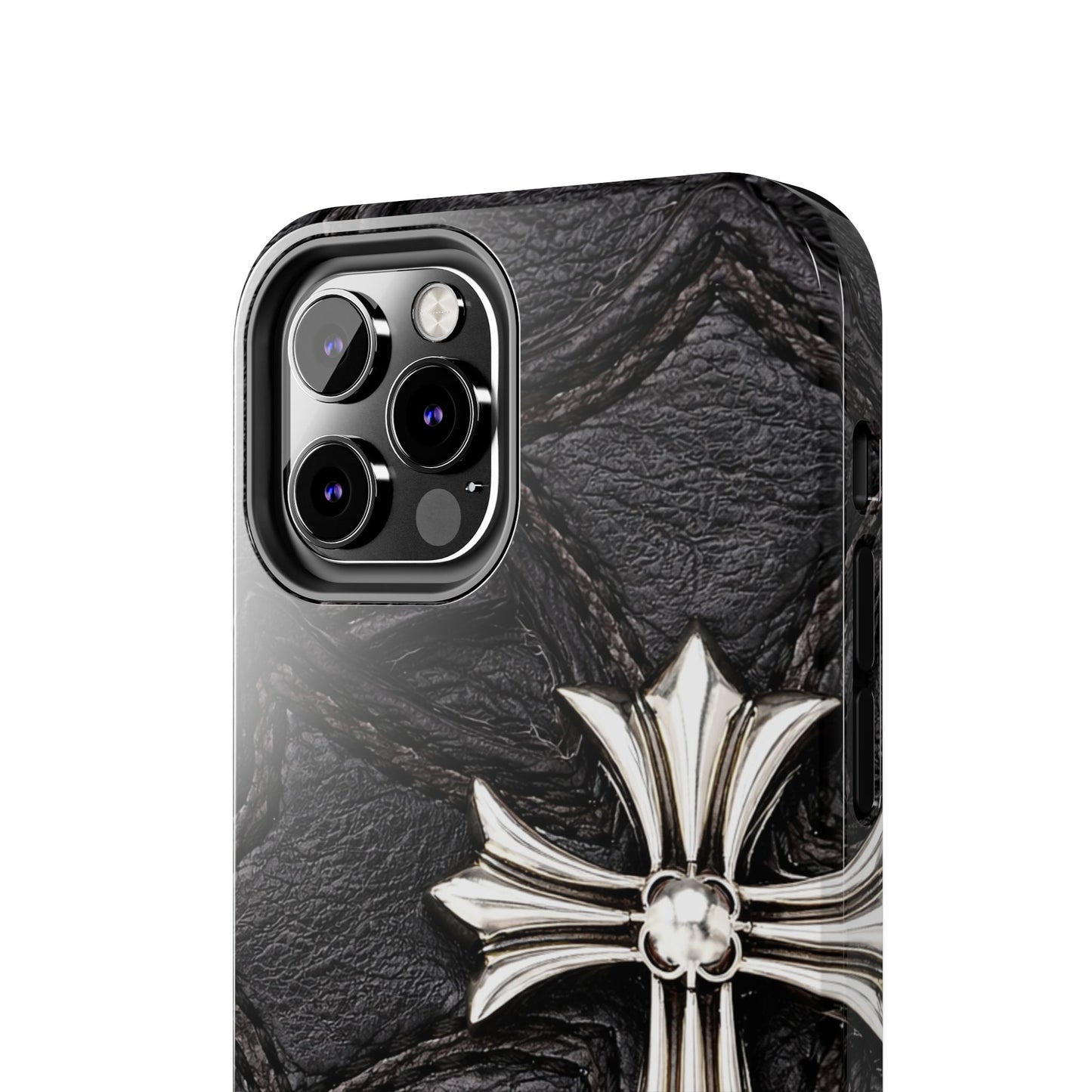 Black Leather Cross - Protective Phone Case