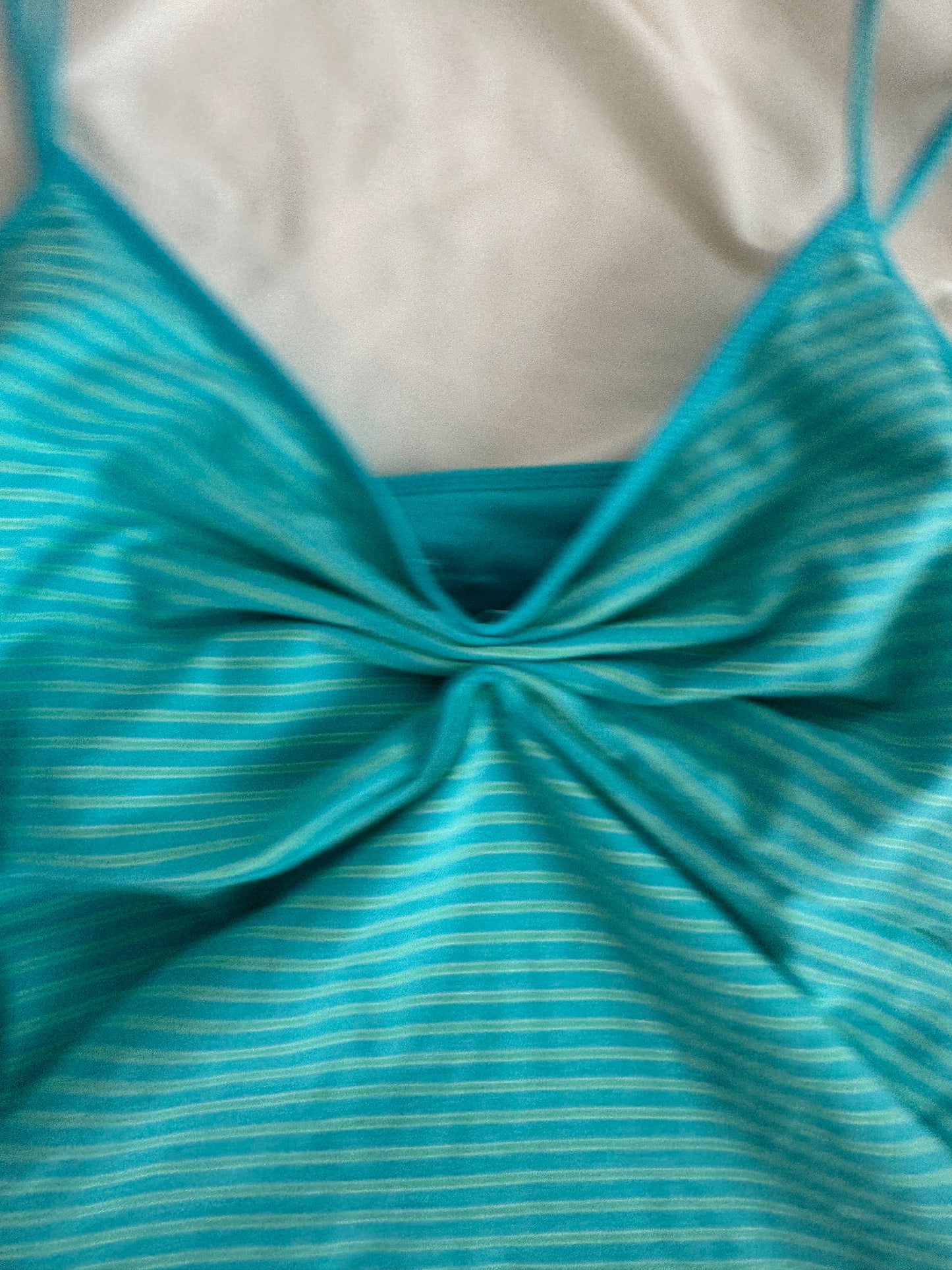 Teal Striped Cami with Ruching