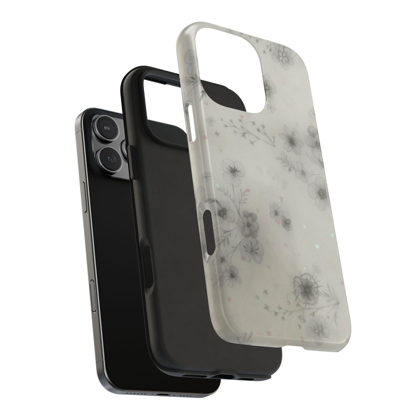 Misty Gray Floral - Protective Phone Case