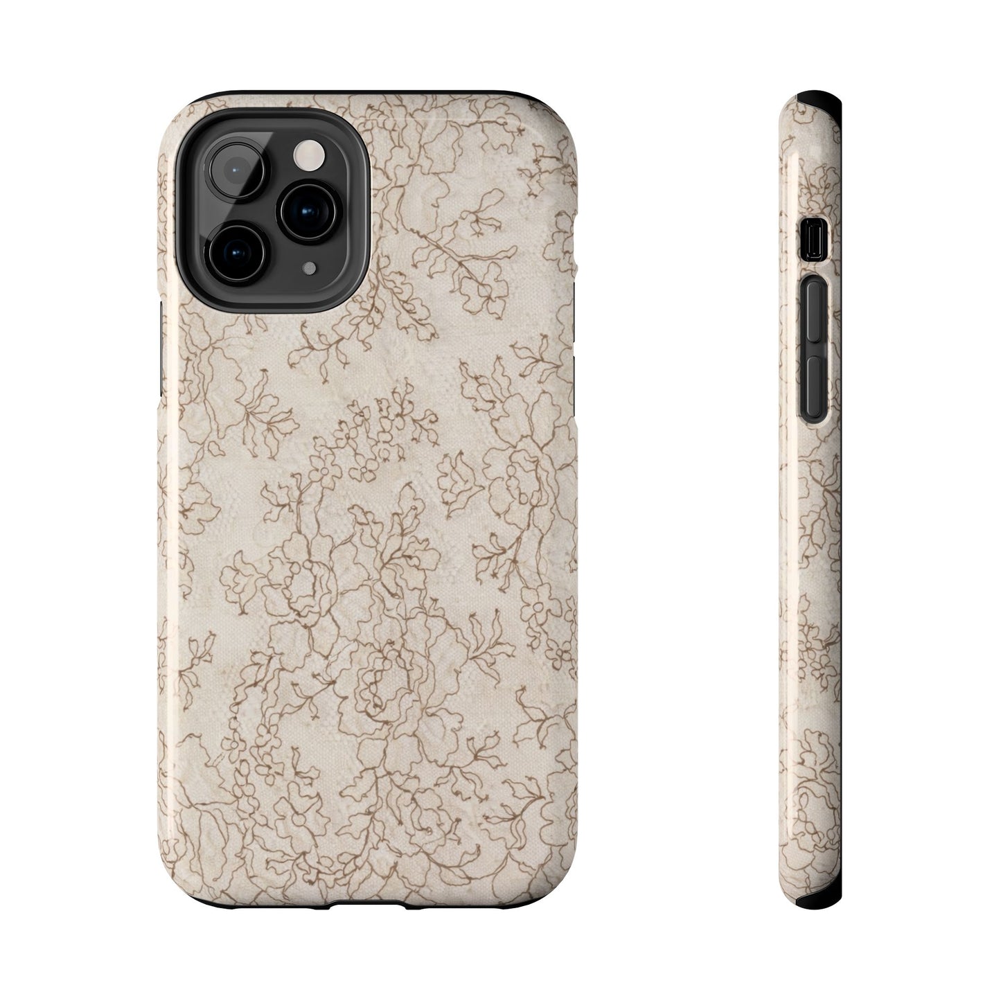 Vintage Beige Lace - Protective Phone Case