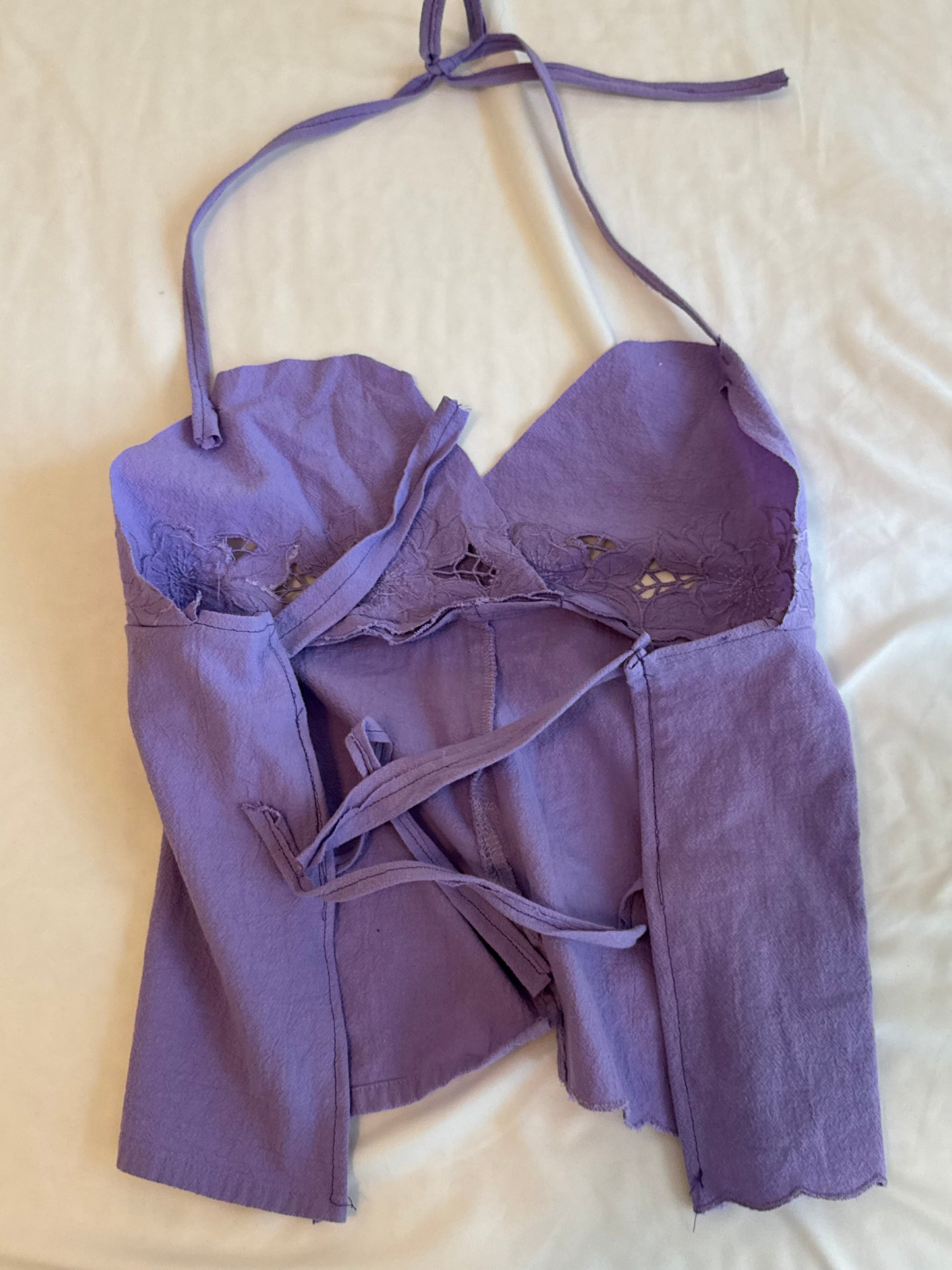 Purple Halter Top with Embroidery and Sequins