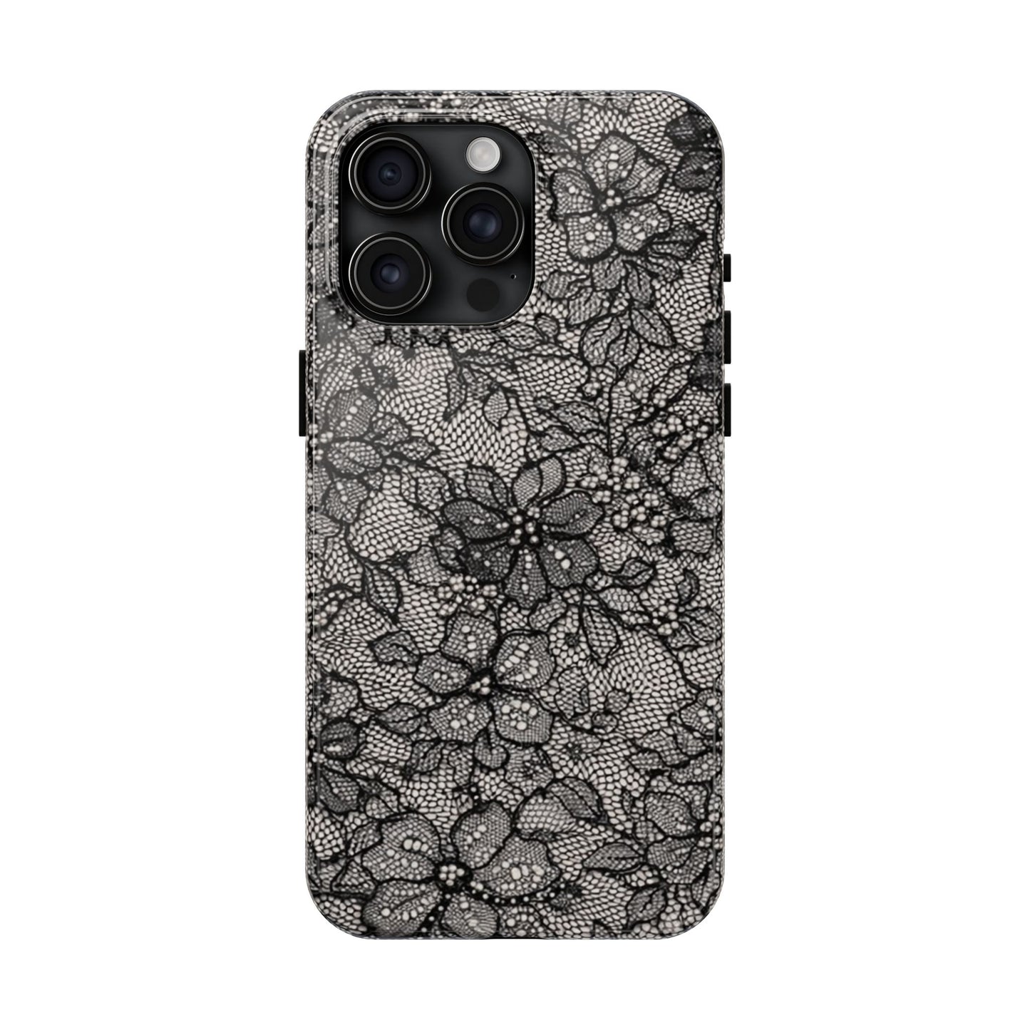 Black Floral Lace - Protective Phone Case