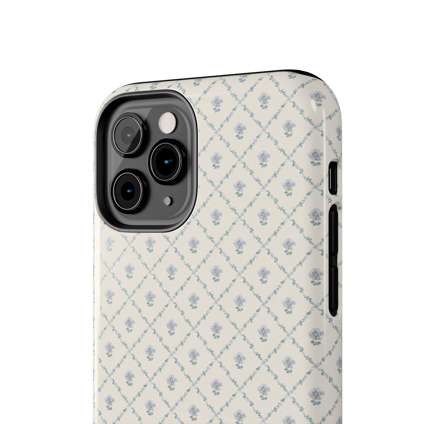 Vintage Blue Floral Wallpaper - Protective Phone Case