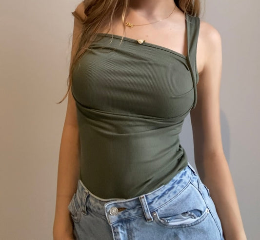 Gorgeous Green Top with Light Pink Flower