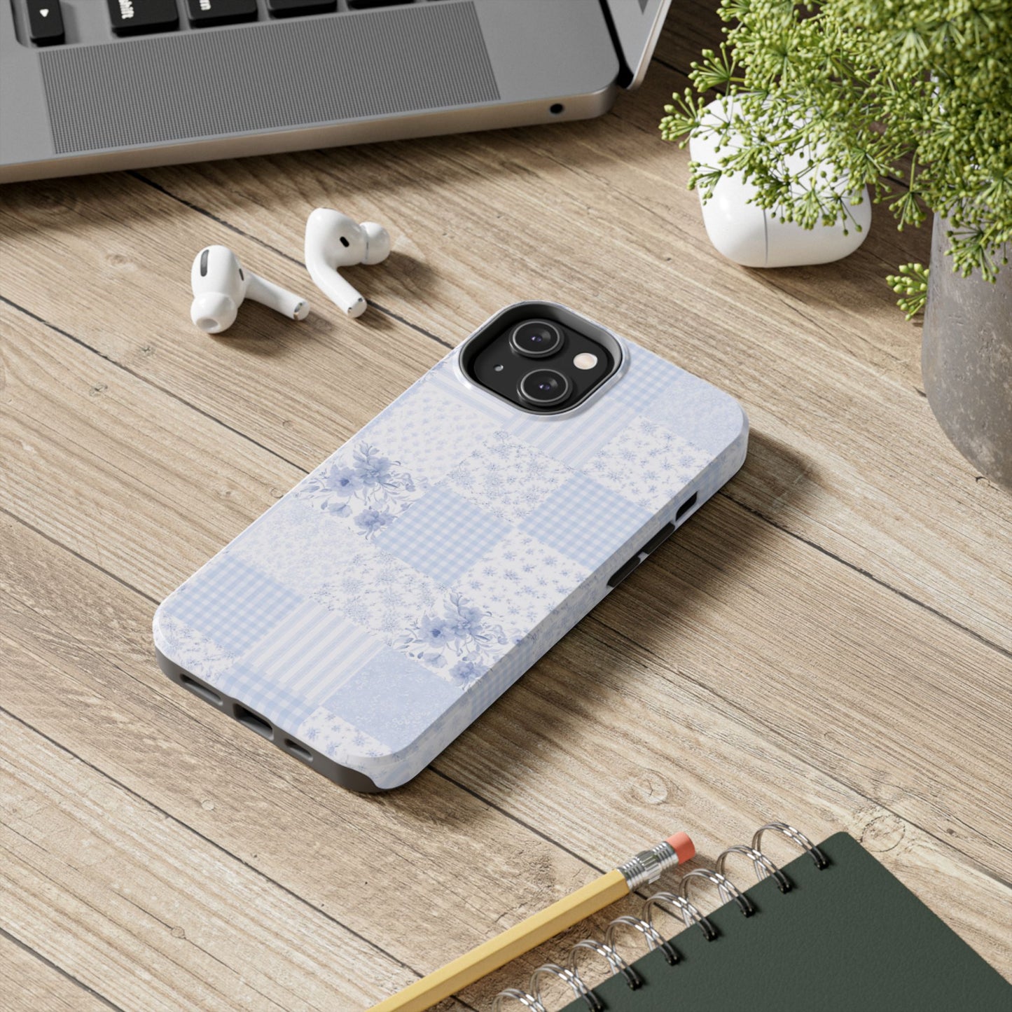 Baby Blue Plaid - Protective Phone Case