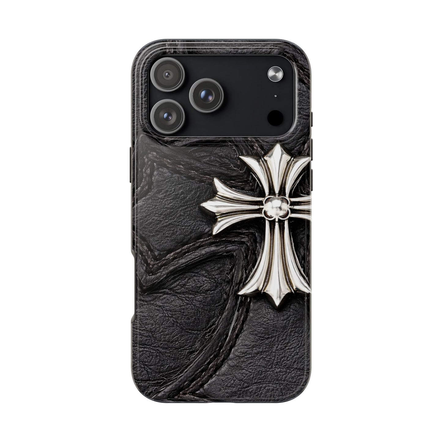 Black Leather Cross - Protective Phone Case