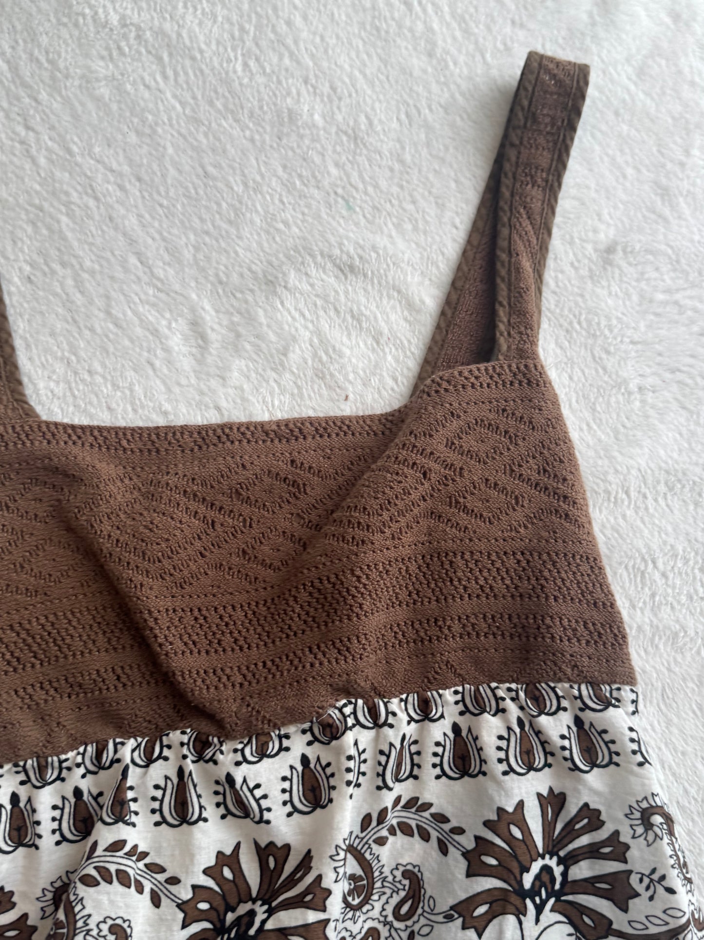 White and Brown Top with Pretty Design