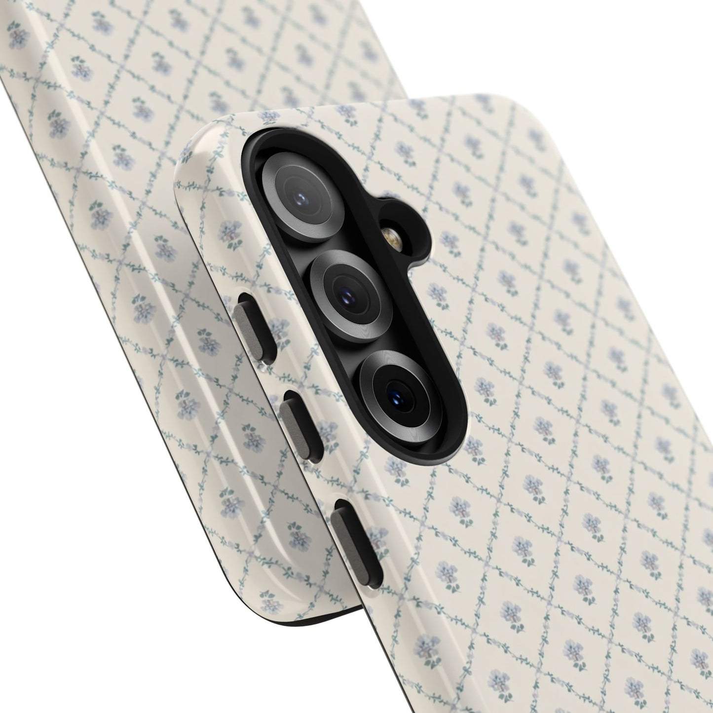 Vintage Blue Floral Wallpaper - Protective Phone Case