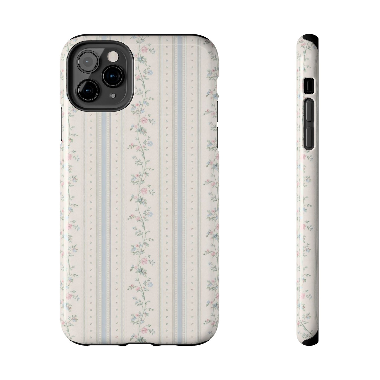 Vintage Floral Stripes - Protective Phone Case