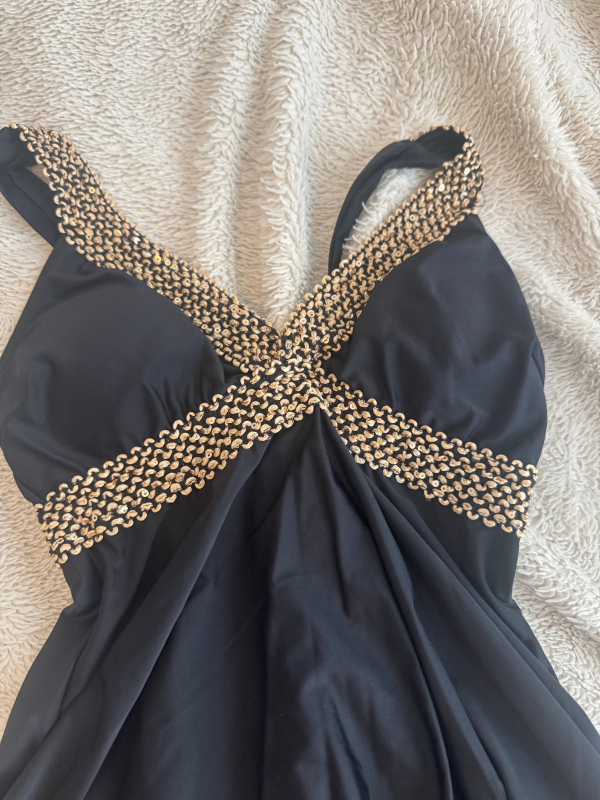 Black Dress with Gold Beading