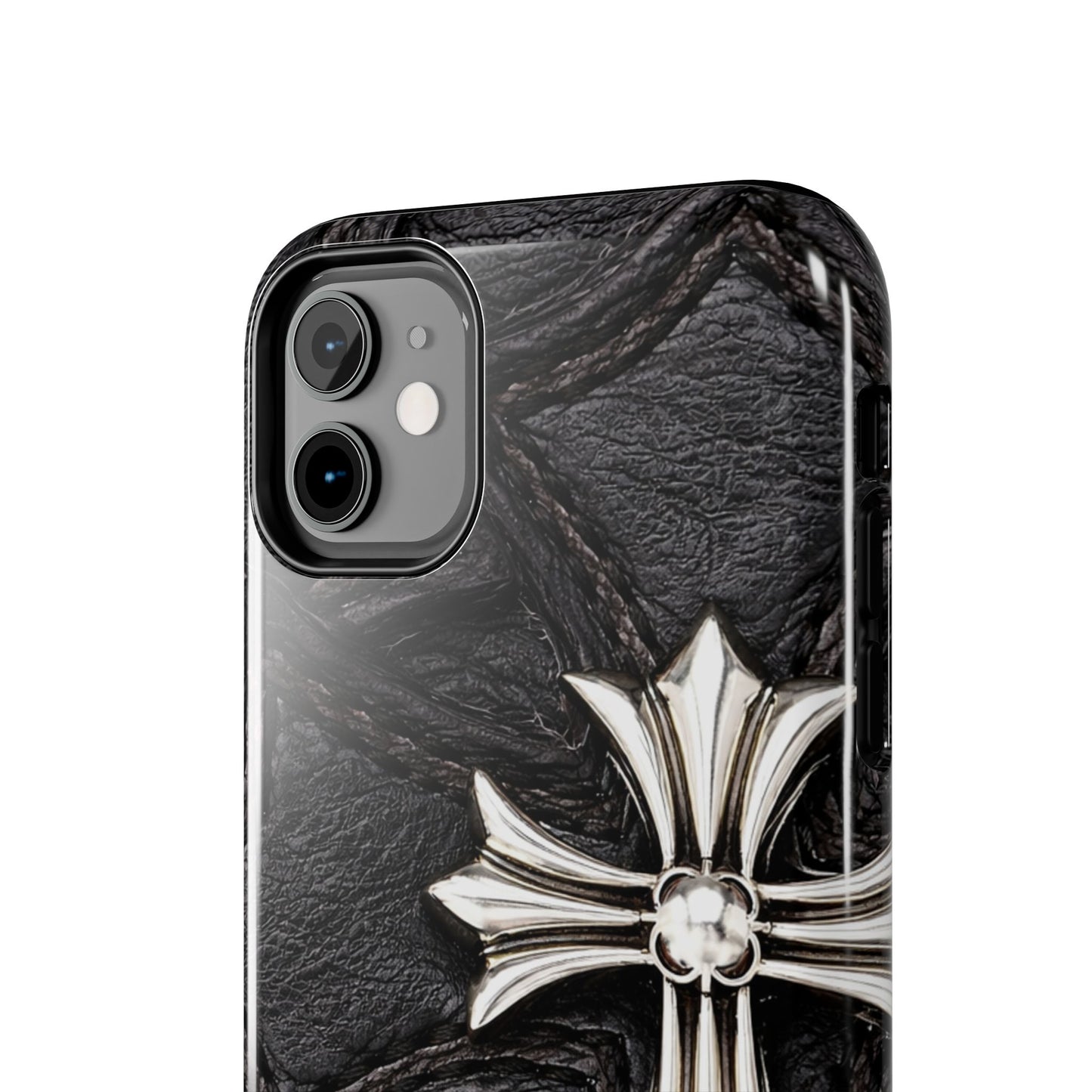 Black Leather Cross - Protective Phone Case