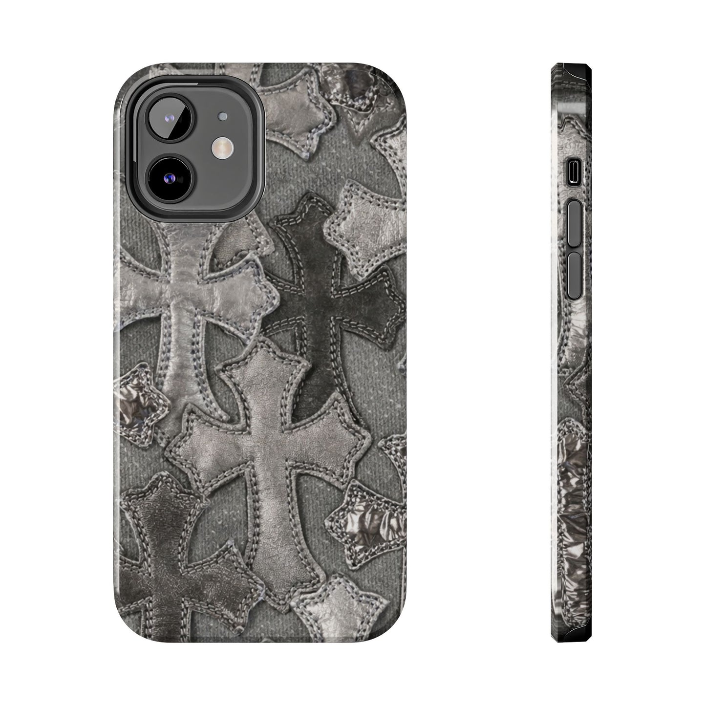 Grey Patchwork Crosses - Protective Phone Case