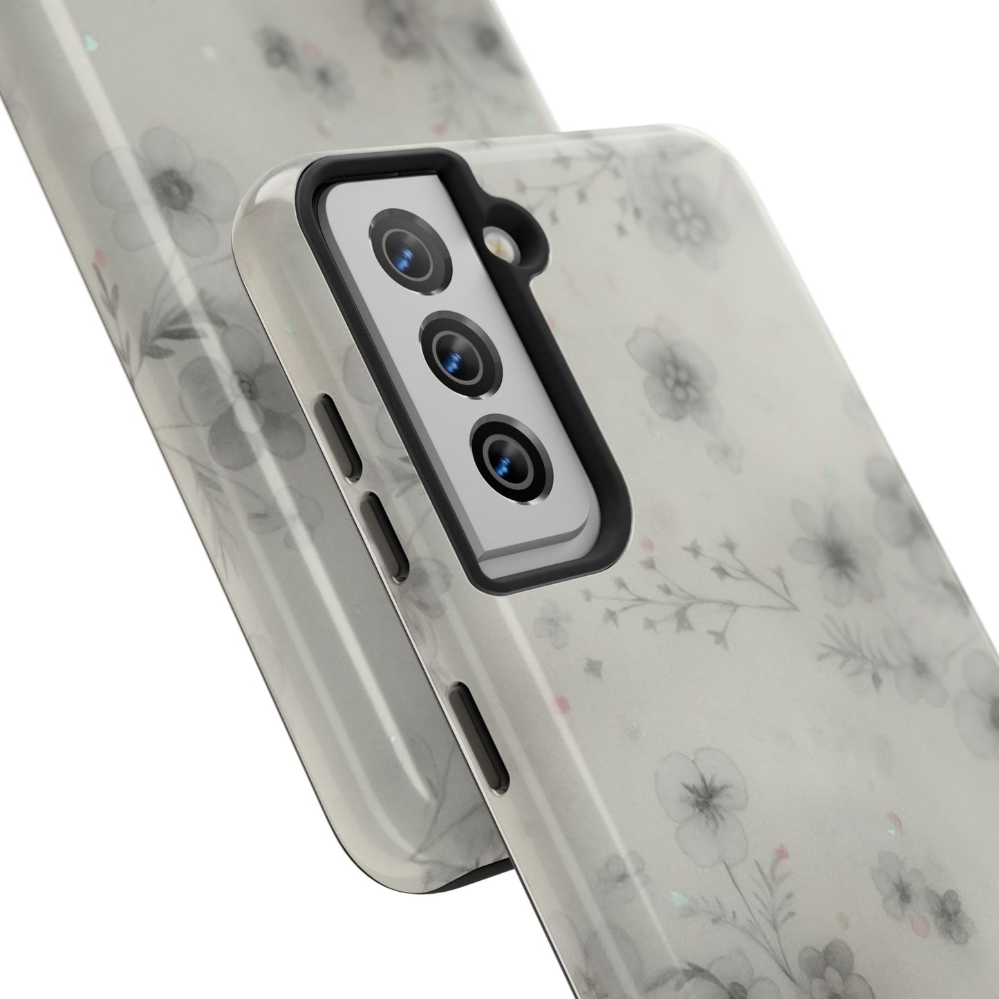 Misty Gray Floral - Protective Phone Case