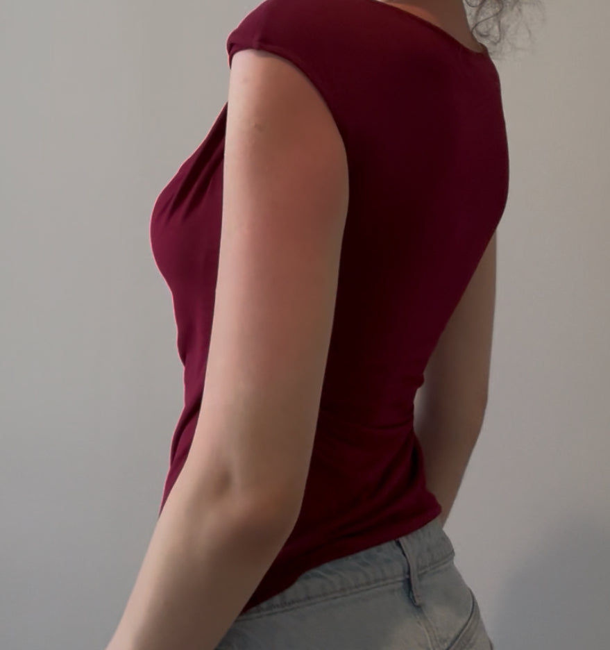 Red Top with Ruching
