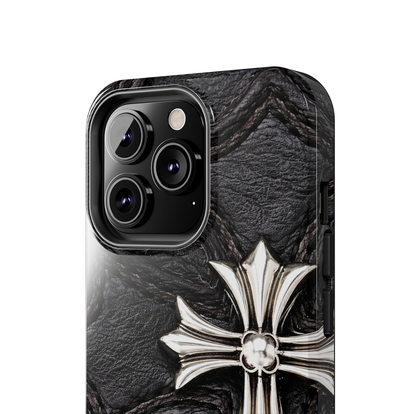 Black Leather Cross - Protective Phone Case