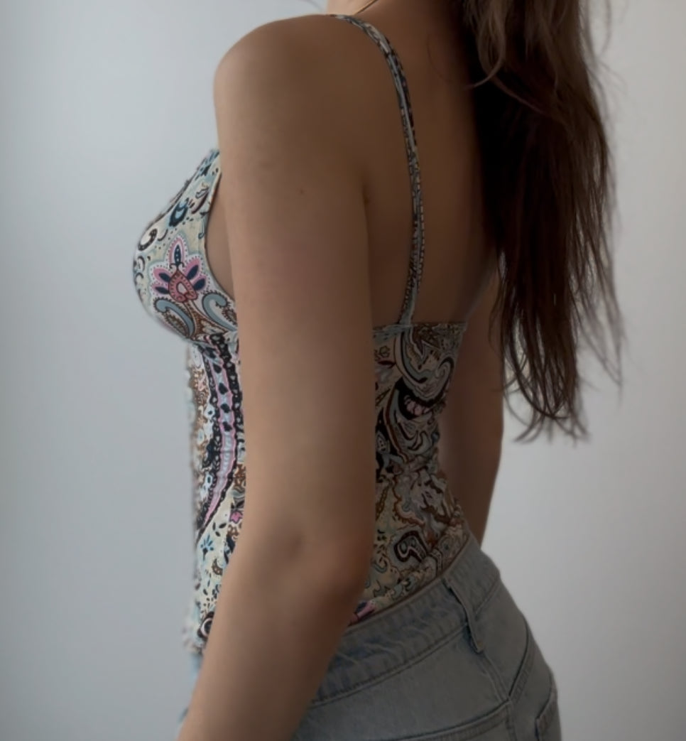 Paisley Cami Top with Ruching