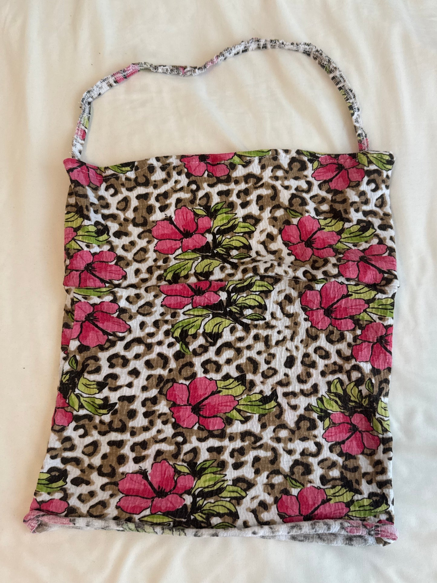 Animal Print Floral Halter Top