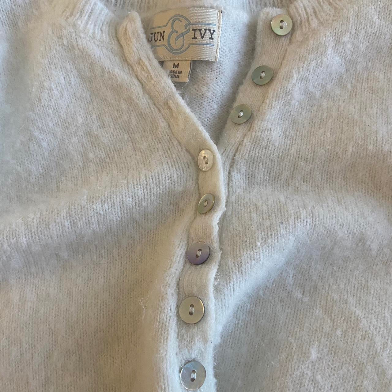 Adorable White Sweater with Buttons
