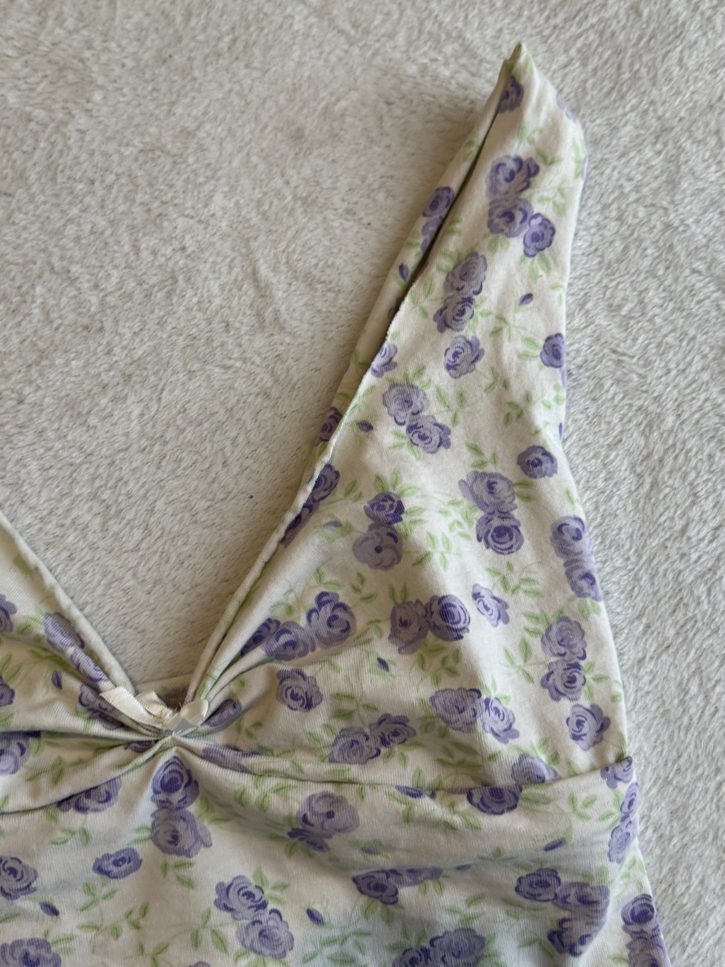 White Floral V-Neck Cami with White Bow